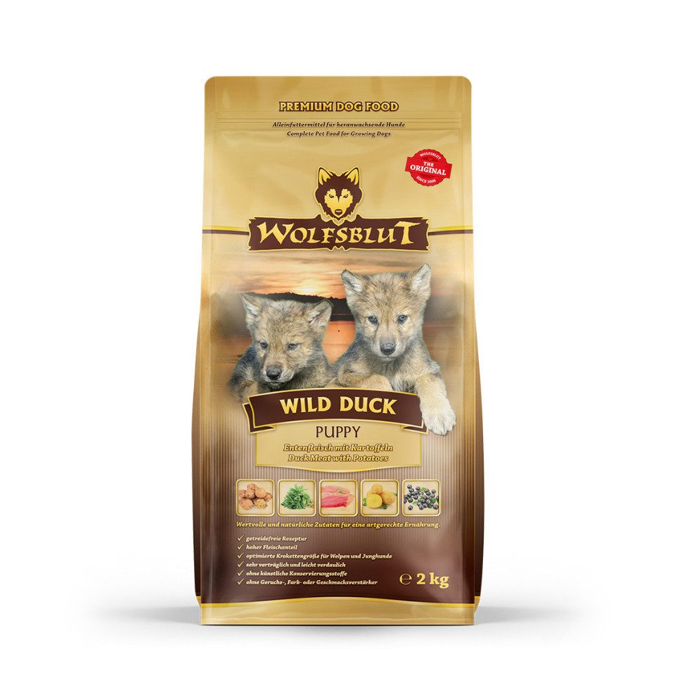 Wolfsblut Wild Duck Puppy - getreidefreies Trockenfutter mit Ente für Welpen, Trockenfutter für: Hunde