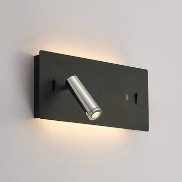 Lucande LED Wandleuchte Kimo, LED-Leuchtmittel fest verbaut, warmweiß, Modern, Eisen, Aluminium, Schwarz, chrom, 2 flammig, inkl.