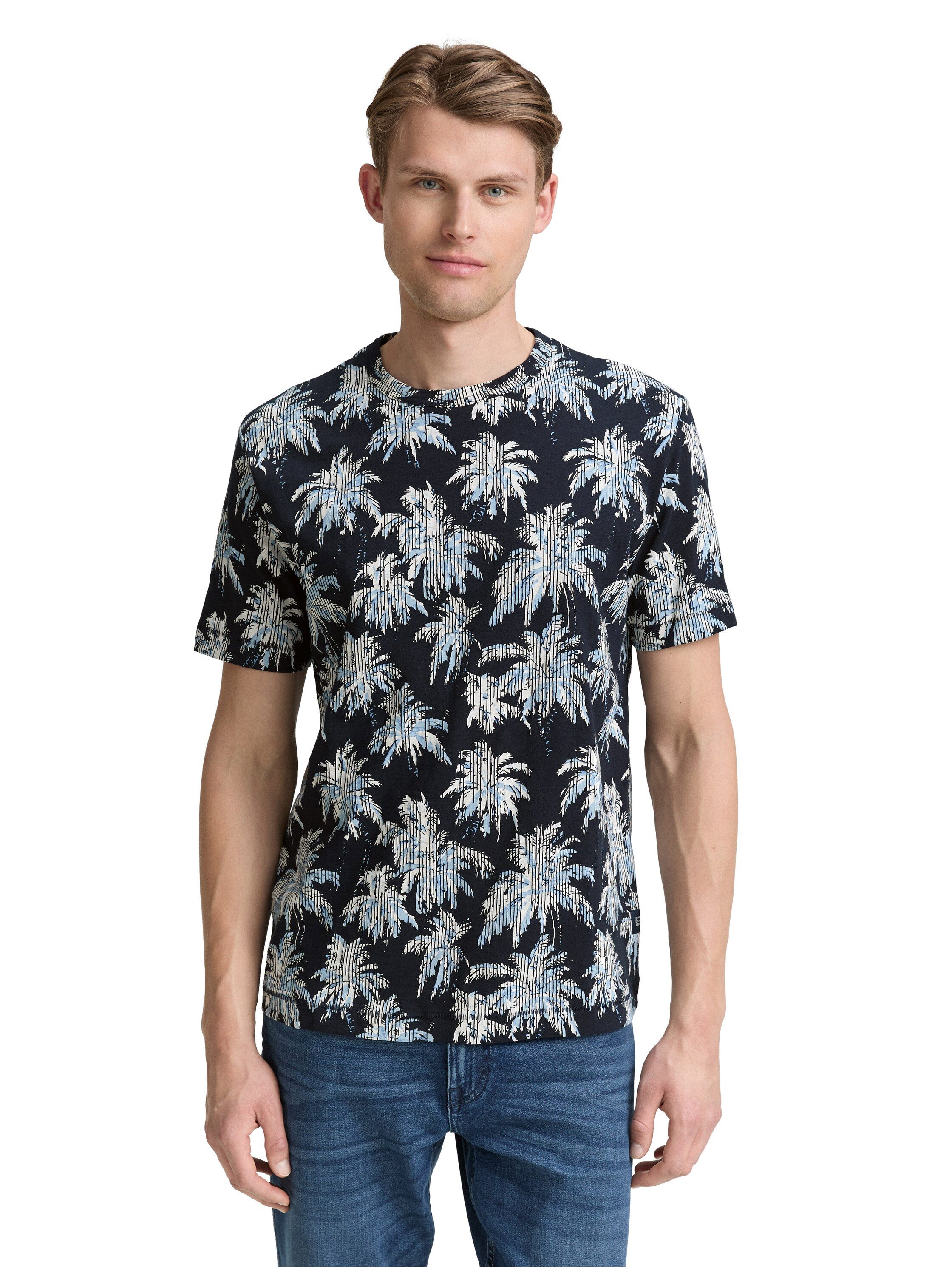 TOM TAILOR T-Shirt mit All-Over Palmen Print günstig online kaufen