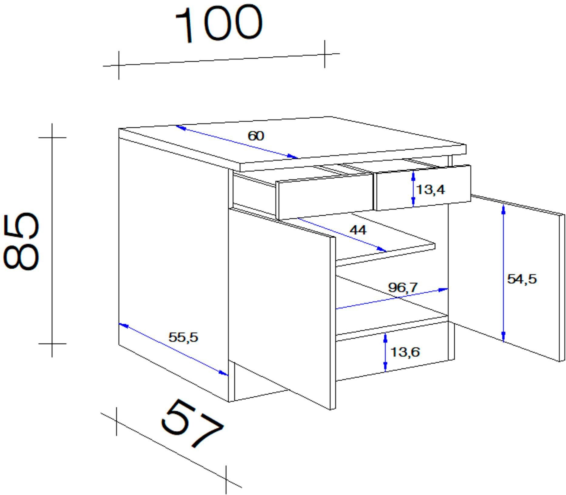 Stauraum x x Nano 85/86 H viel cm, x 60 T) für (B 100 x Flex-Well Unterschrank