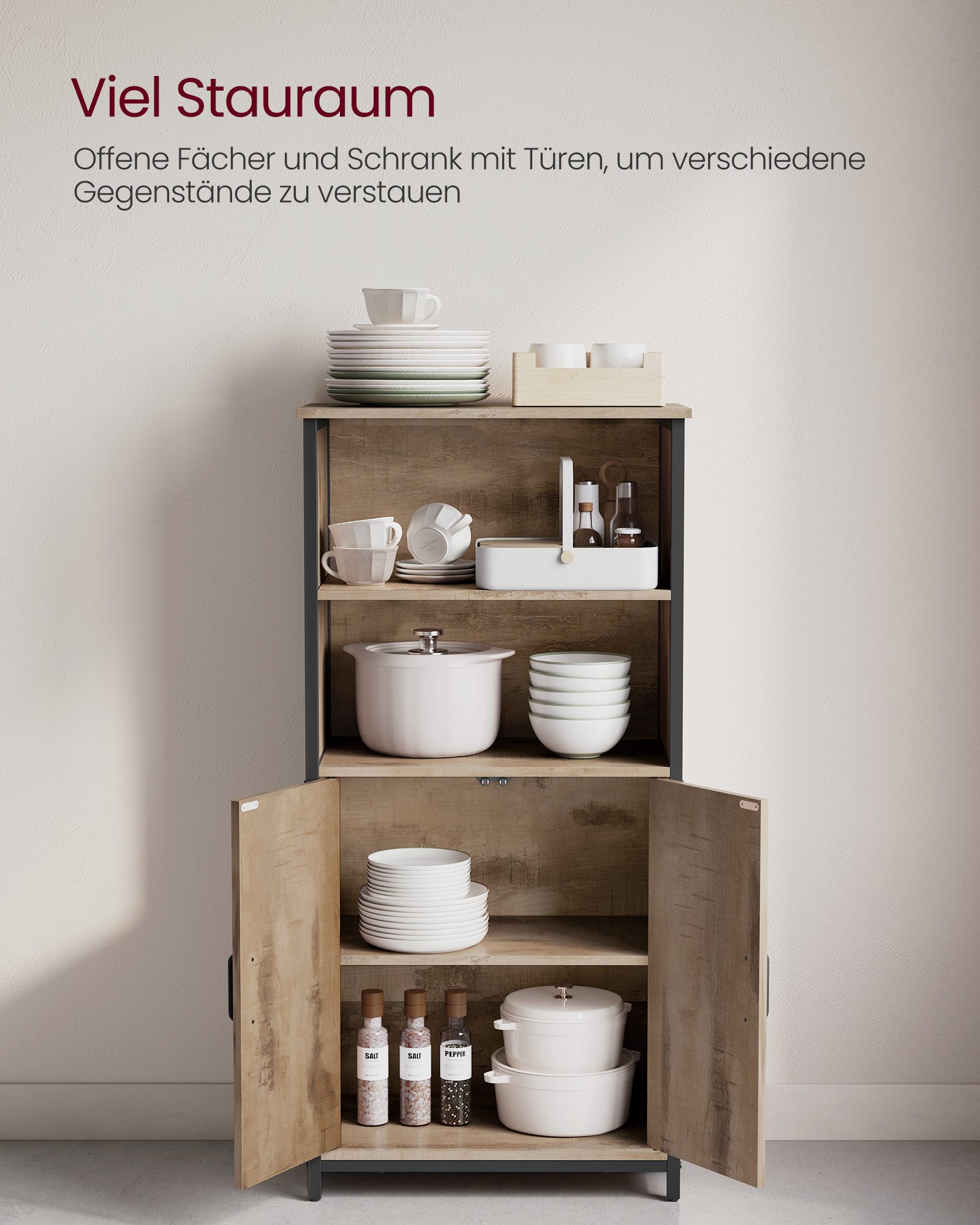 VASAGLE Highboard Küchenschrank, verstellbare Regalebene, 2 offenen Fächern günstig online kaufen