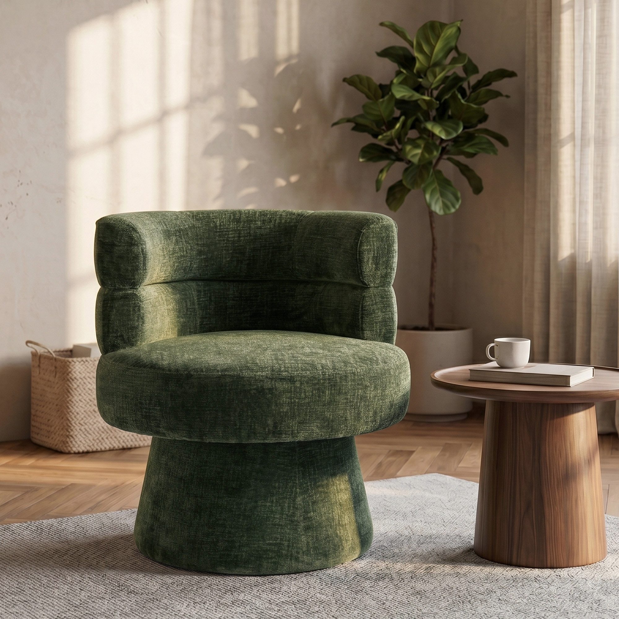 Duhome Loungesessel (7183G), Armlehnstuhl aus Chenille-Stoff, Schminktisch Stuhl 360° drehbar