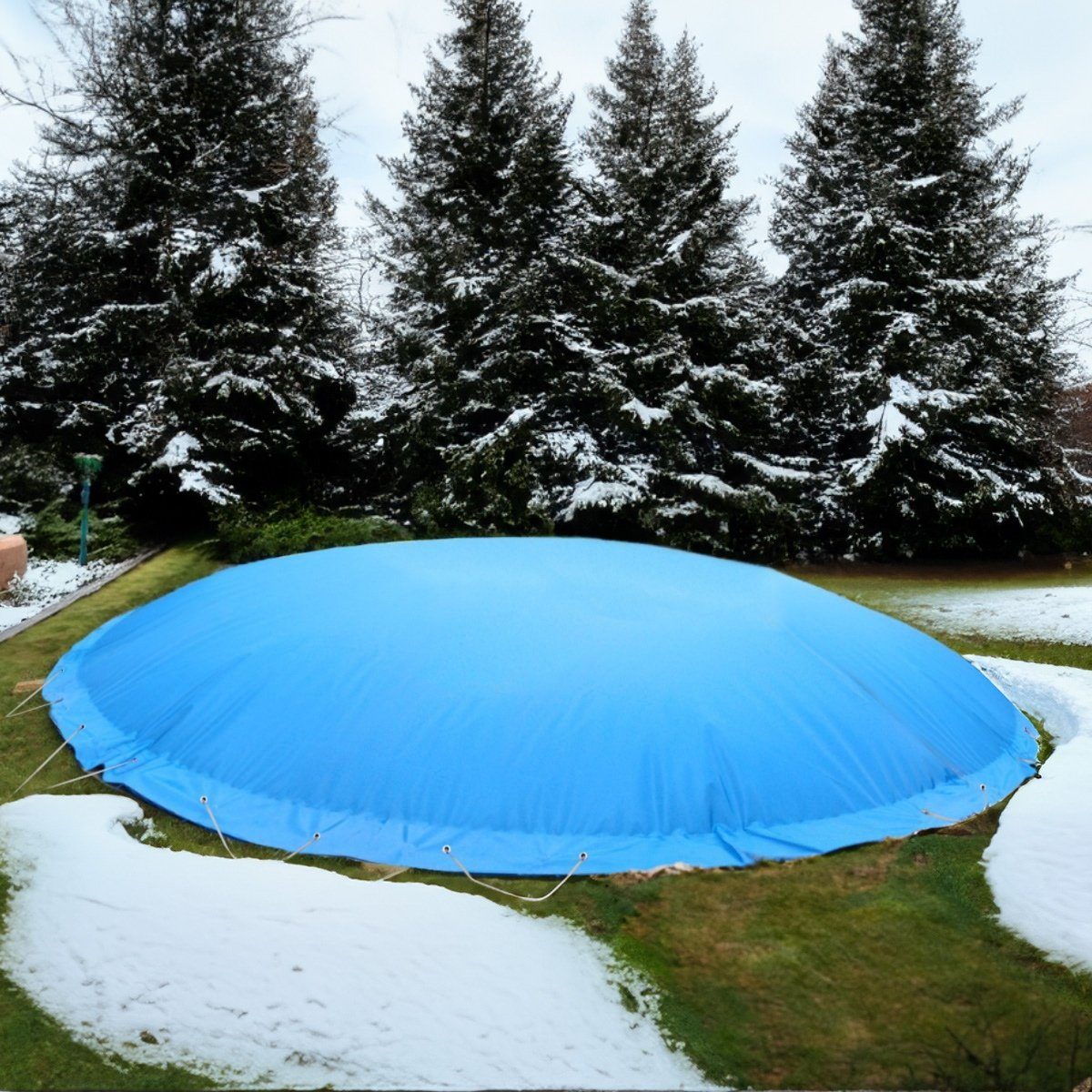 Pool-Abdeckplane Aufblasbare Poolabdeckung Rund Blau Überwinterung Luft Kissen Pool
