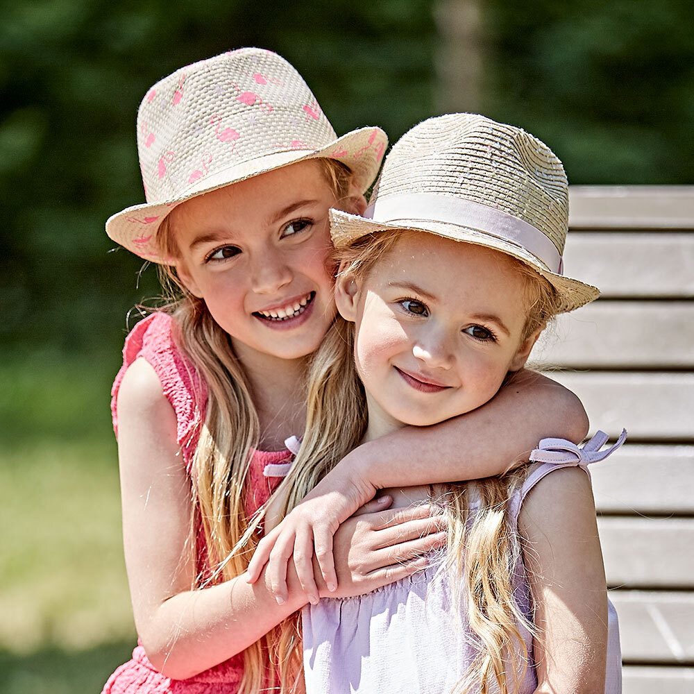 MAXIMO Strohhut KIDS GIRL-Trilby Flamingo Futter (1-St)