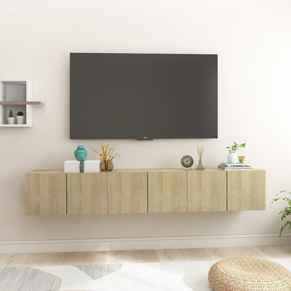 furnicato TV-Schrank TV-Hängeschränke 3 Stk. Sonoma-Eiche 60x30x30 cm