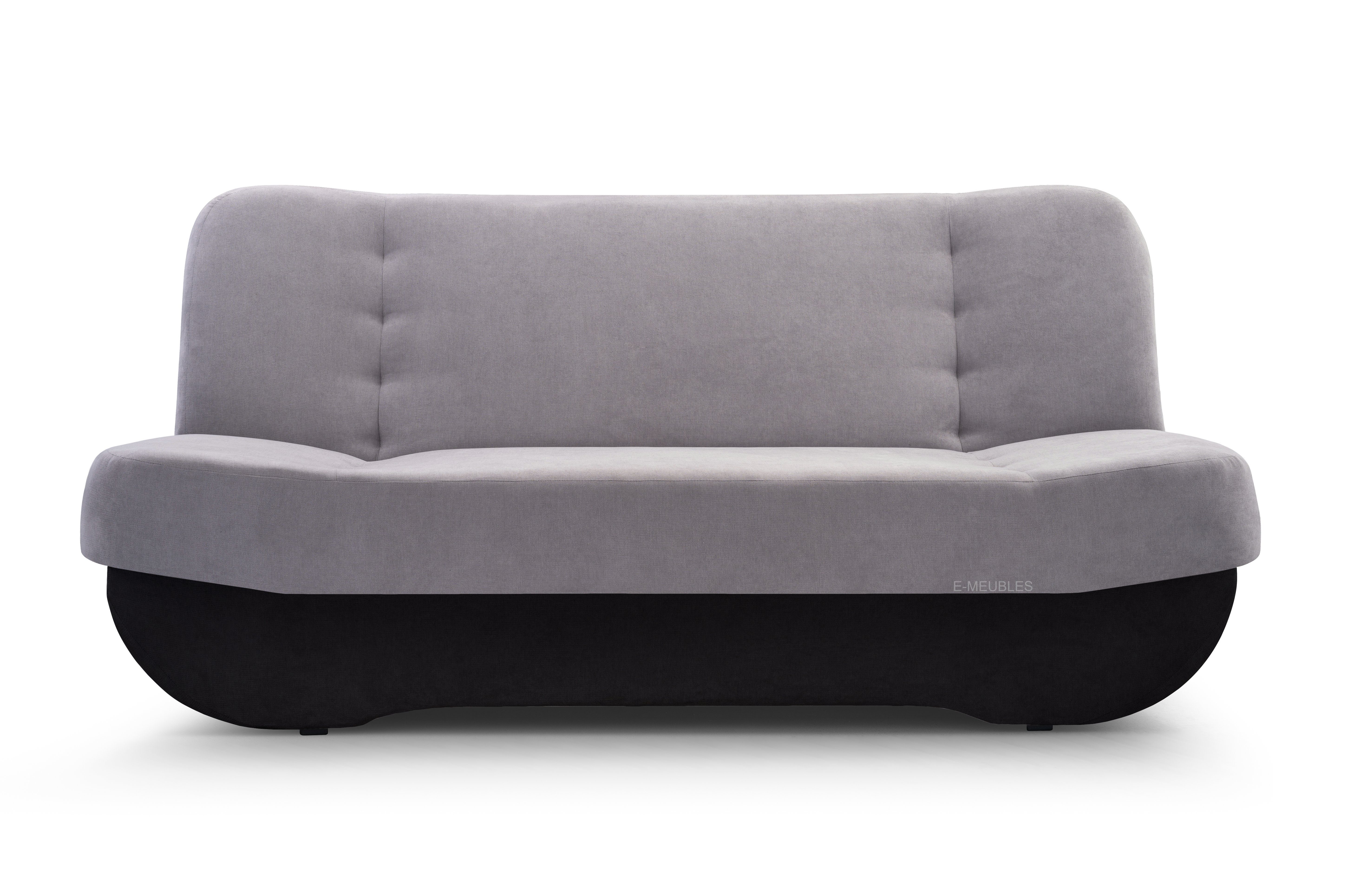 MOEBLO Schlafsofa Pafos, 11 Klappsofa + Grau Schwarz Clic-Clack, Bettkasten Schlaffunktion, 90 - Kippsofa mit SORO Kunstleder + Sofa mit SOFT