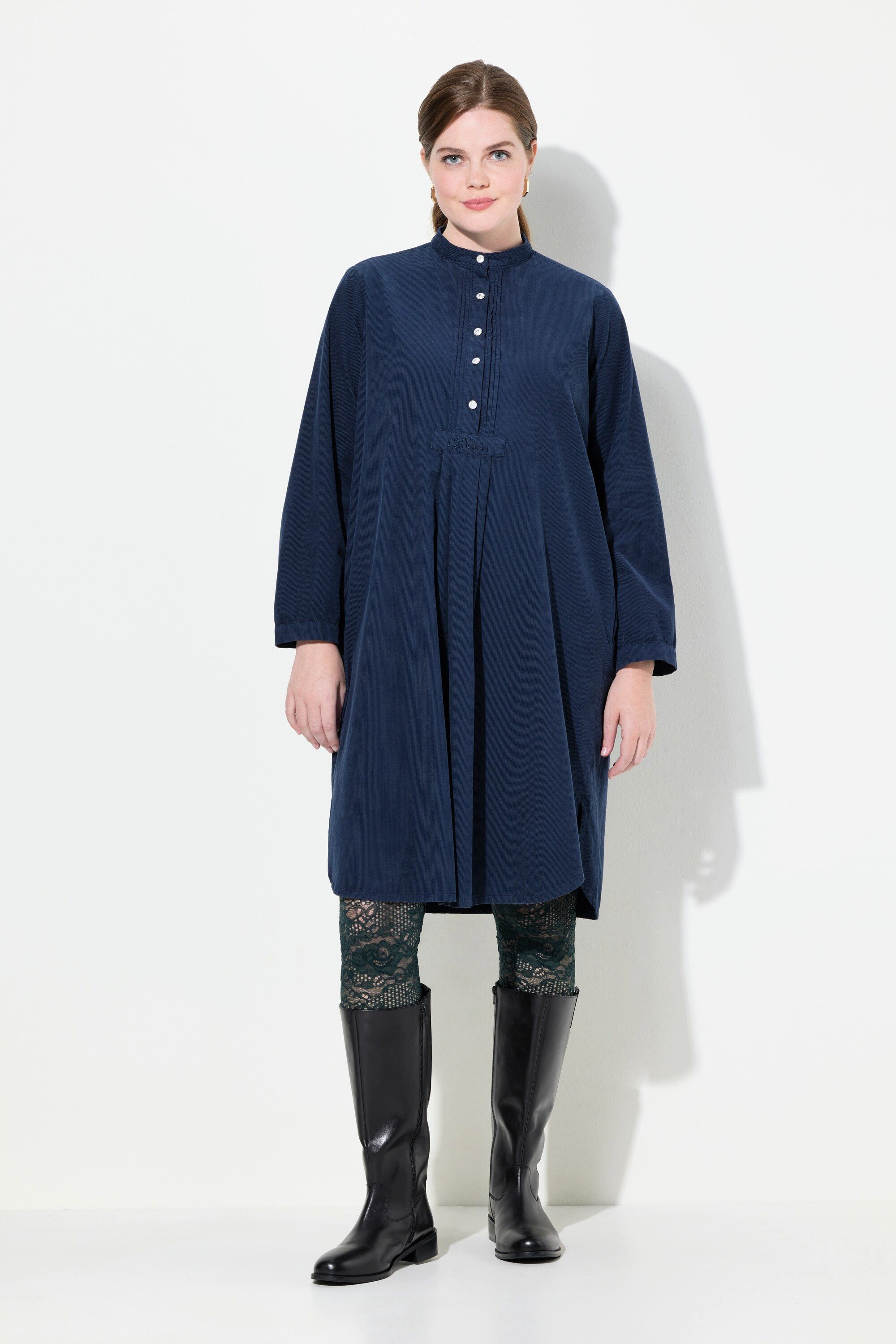 Ulla Popken Midikleid Cordkleid Stehkragen Biesen günstig online kaufen