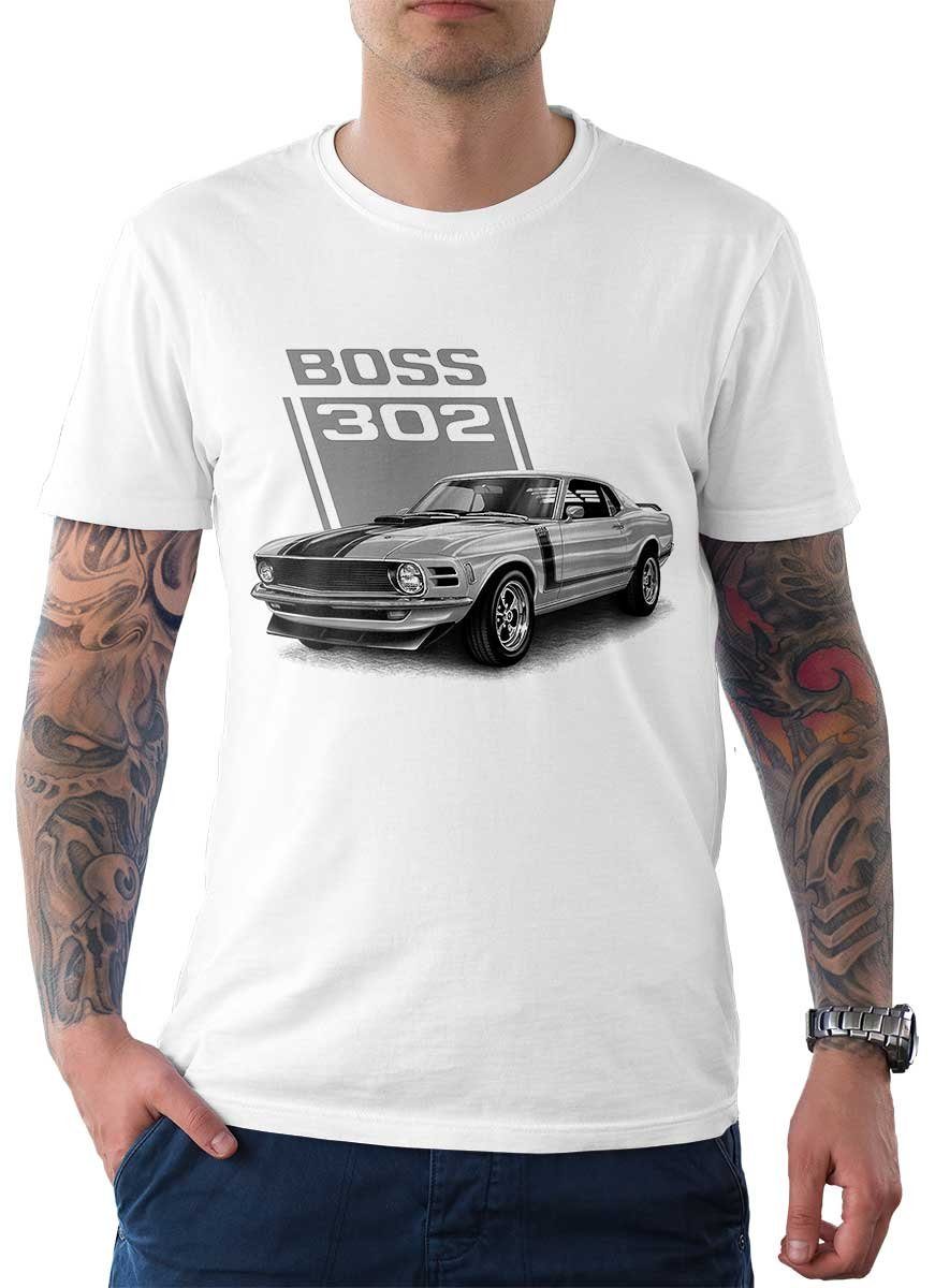 Rebel On Wheels T-Shirt Herren T-Shirt Tee American Classic Car mit Auto / US-Car Motiv Weiß