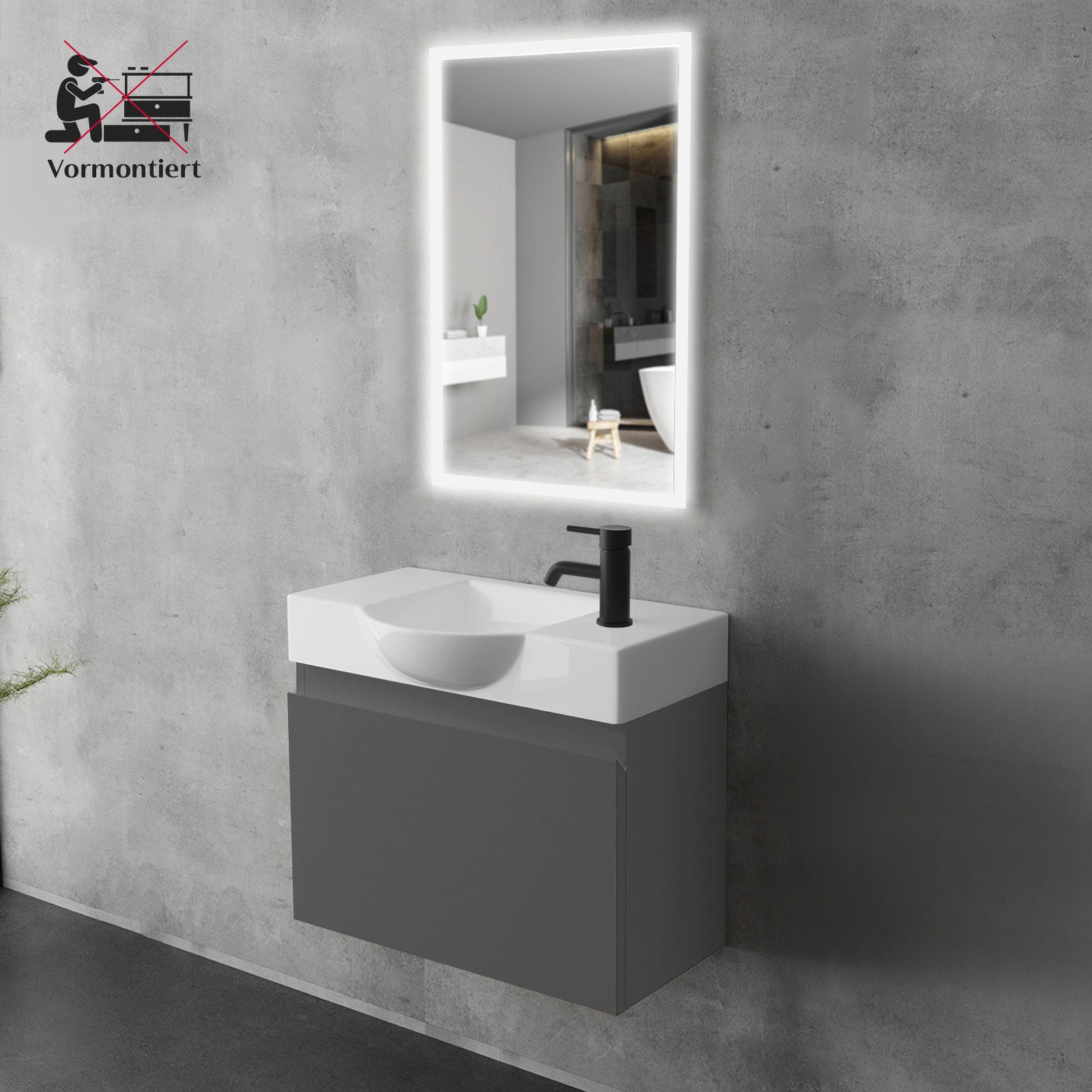 Alpenberger Badmöbel-Set Waschbecken mit Unterschrank 55 cm Breit, (Waschti günstig online kaufen