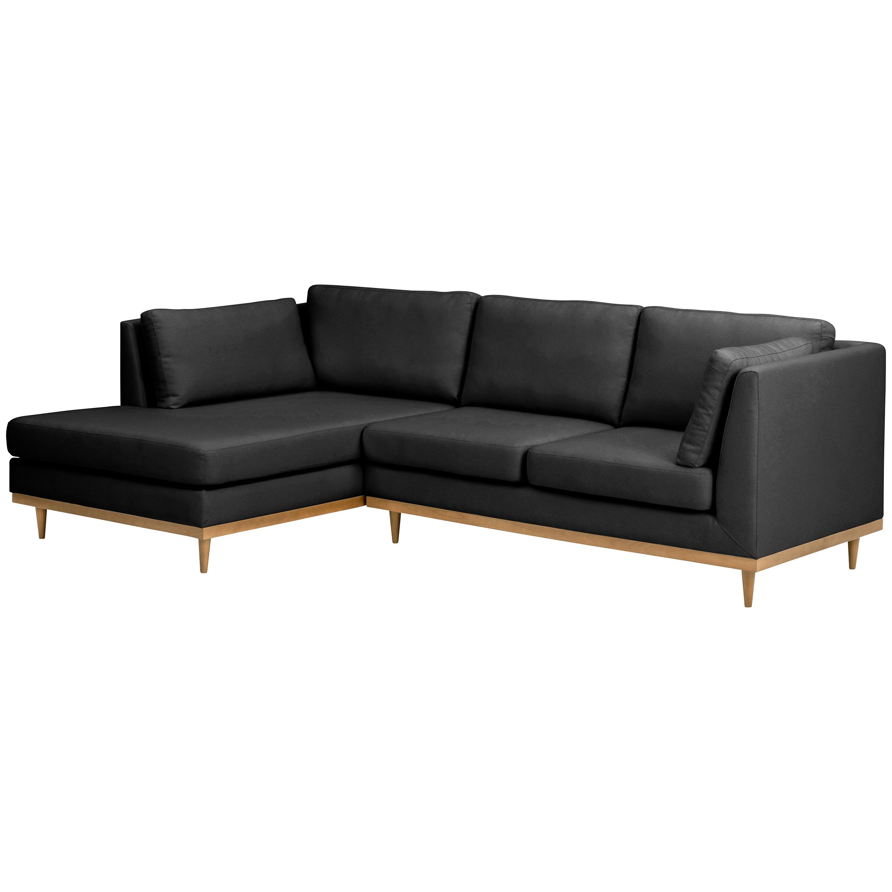 Max Winzer® graphit, im Sofa rechts Sofa Ecksofa Flachgewebe links Larsen Design Ecksofa Stück, 1 skandinavischen mit 2-Sitzer