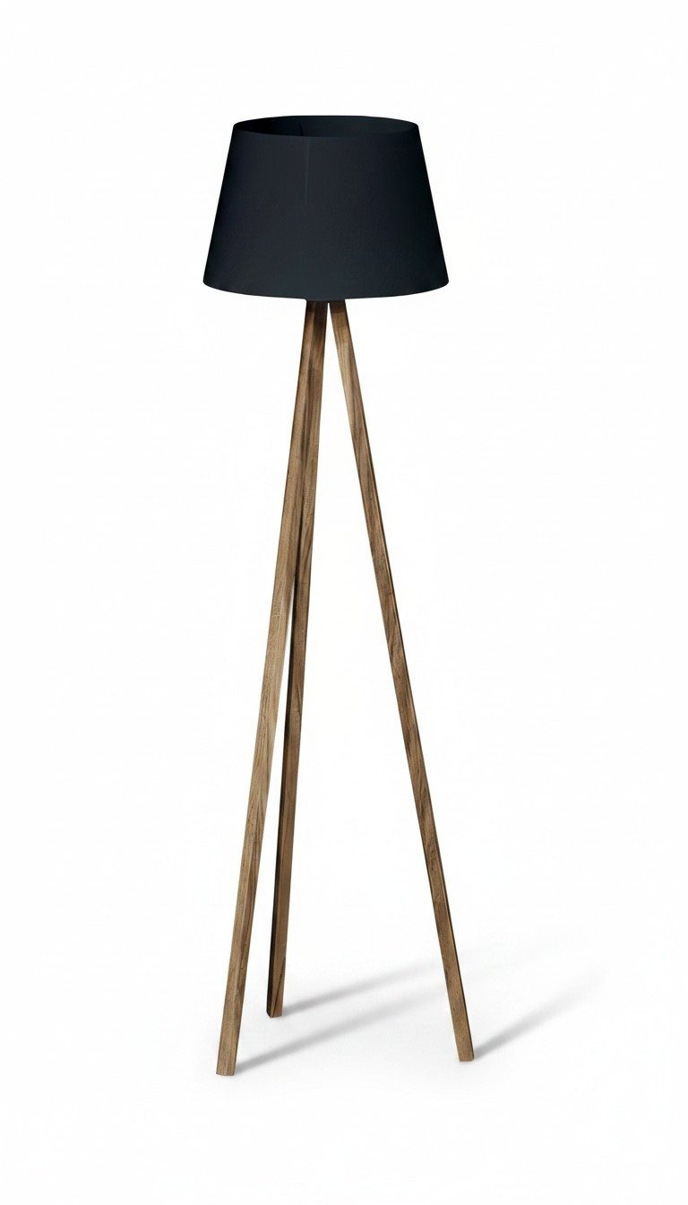 JVmoebel Stehlampe Elegante schwarze Stehlampe aus Holz im modernen Design, Ohne Leuchtmittel, Kaltweiß, Warmweiß, Tageslichtweiß, Made in Europe