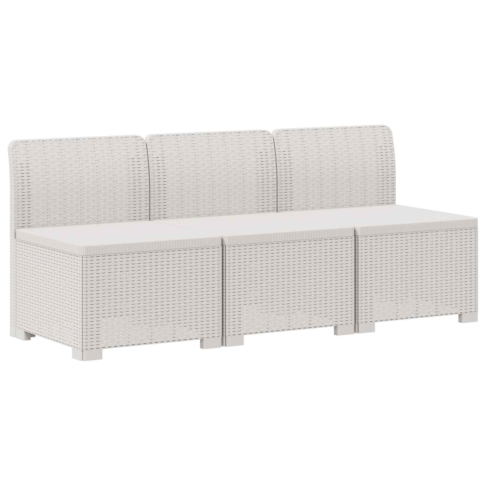 vidaXL Sofaelement 3-Sitzer Garten Sofa Rattan Look 3-Sitzer PP Weiß