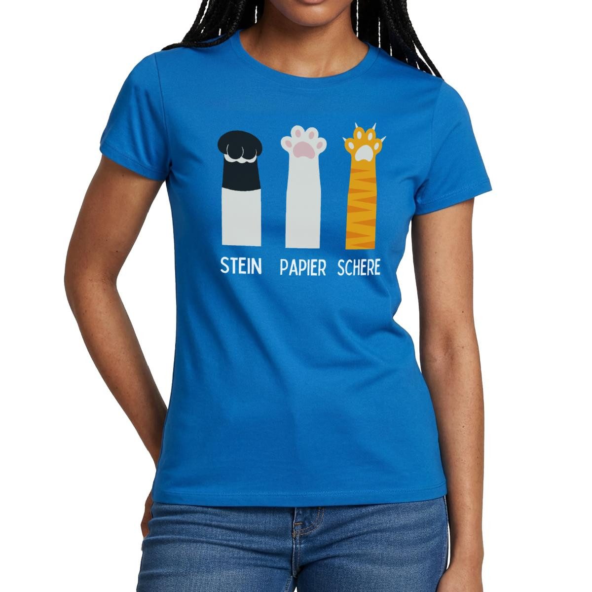 T-Shirt Katzen Pfoten, Stein Papier Schere Frauen T-Shirt