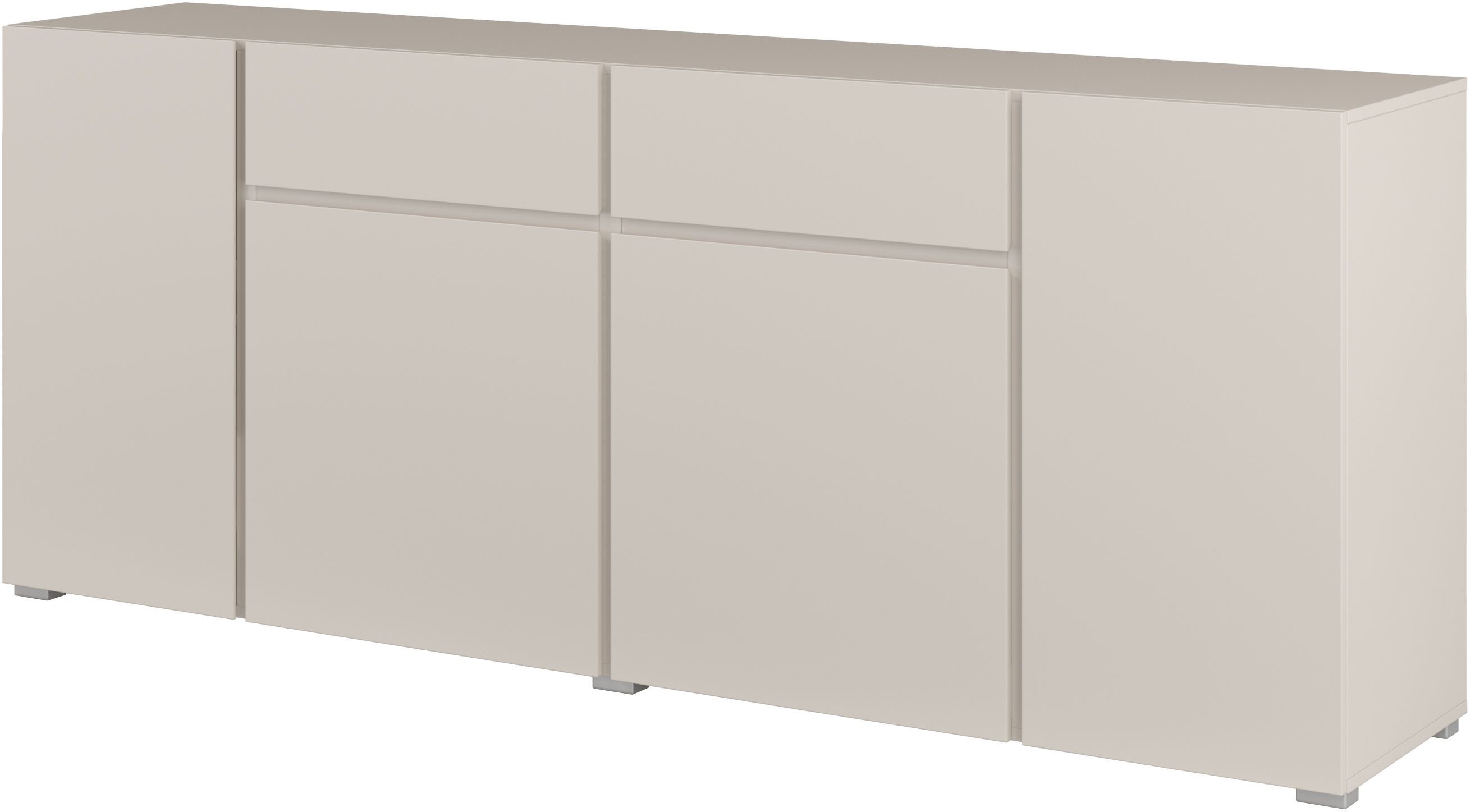 OTTO home Sideboard Metric,Breite 195 cm, grifflose Kommode 4 Türen/2 Schubkästen, Schubladenschrank mit viel Stauraum, Einlegeböden verstellbar