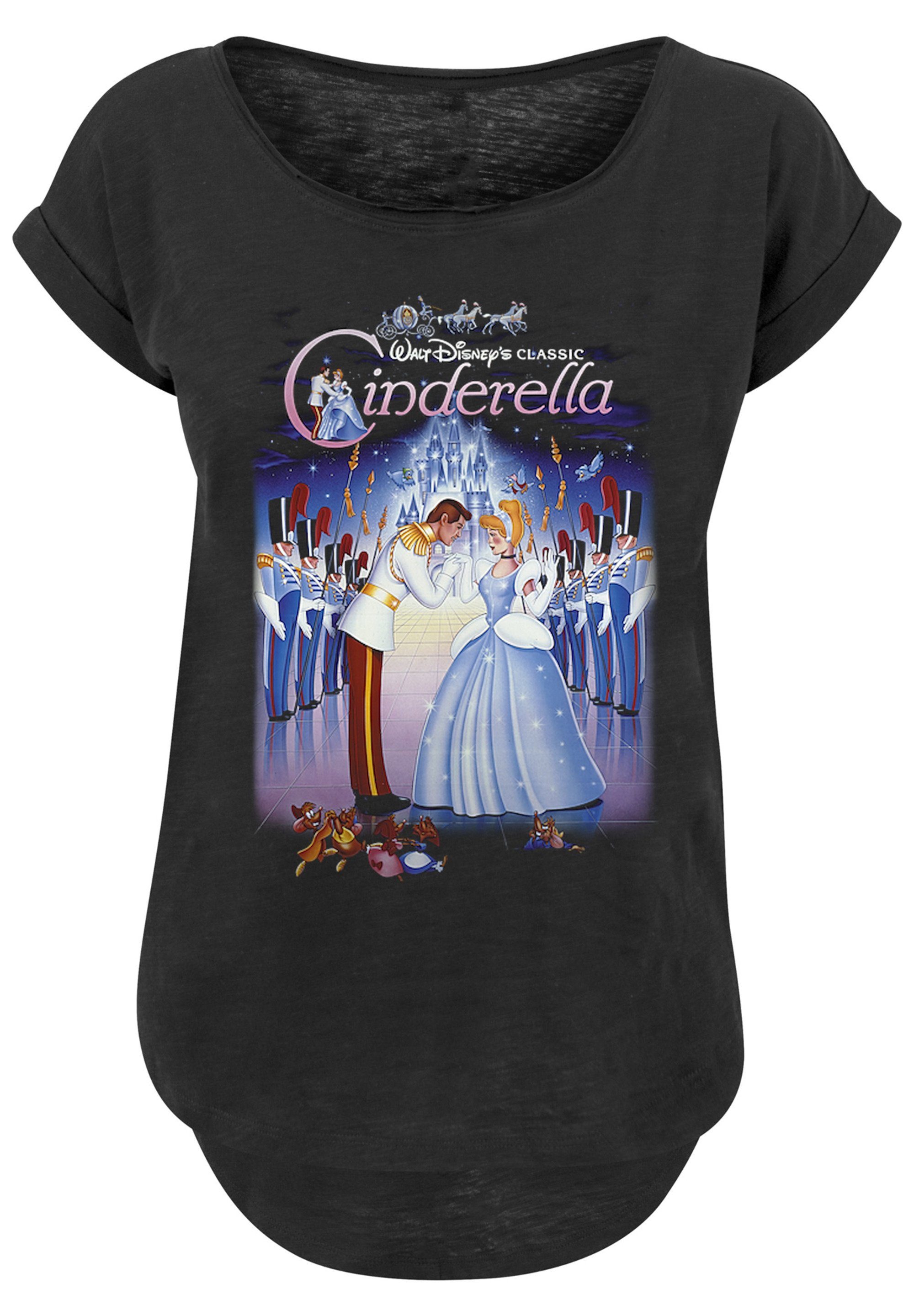 F4NT4STIC T-Shirt Print, extra Aschenputtel Cinderella Poster T-Shirt Damen geschnittenes Collage Disney lang Hinten