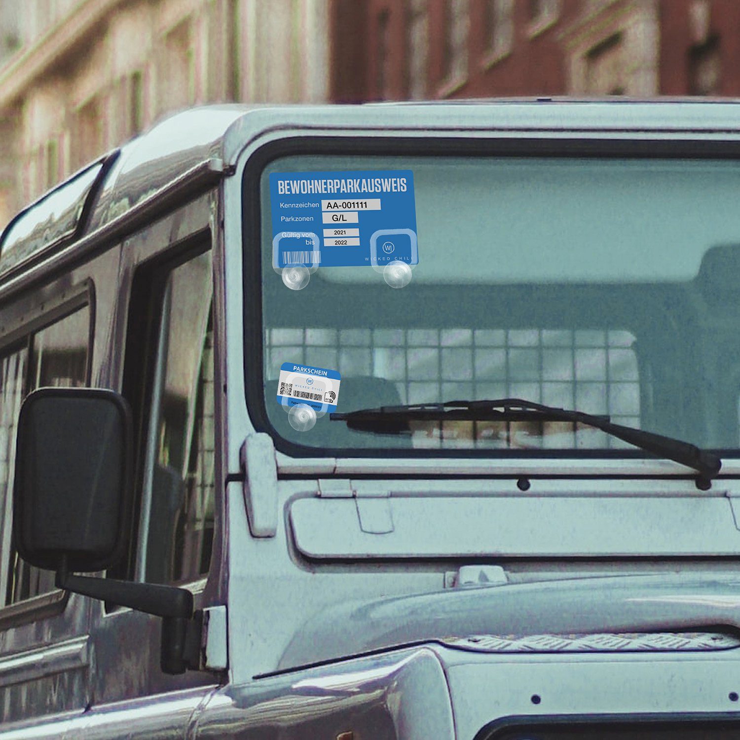 Wicked Chili Halterung Parkscheinhalter Clip für Auto Windschutzscheibe, (1er Set, 2-tlg., 2er-Pack, Made in Germany - KFZ Parkschein Halterung - Mit 30mm Saugnapf)