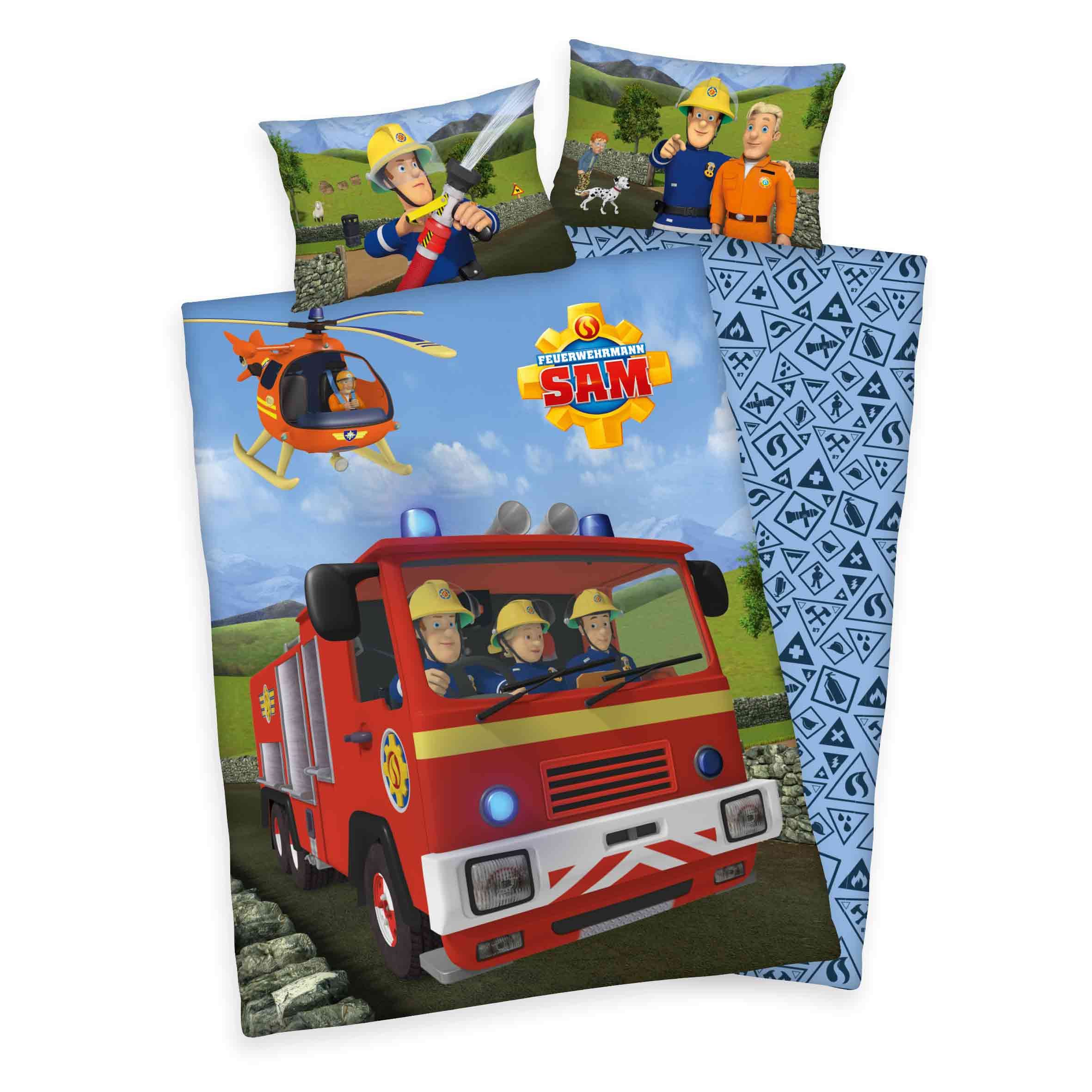 Stoffschmiede Kinderbettwäsche - Feuerwehrmann Sam ‘Classic’ – 100×135cm, 100% Baumwolle