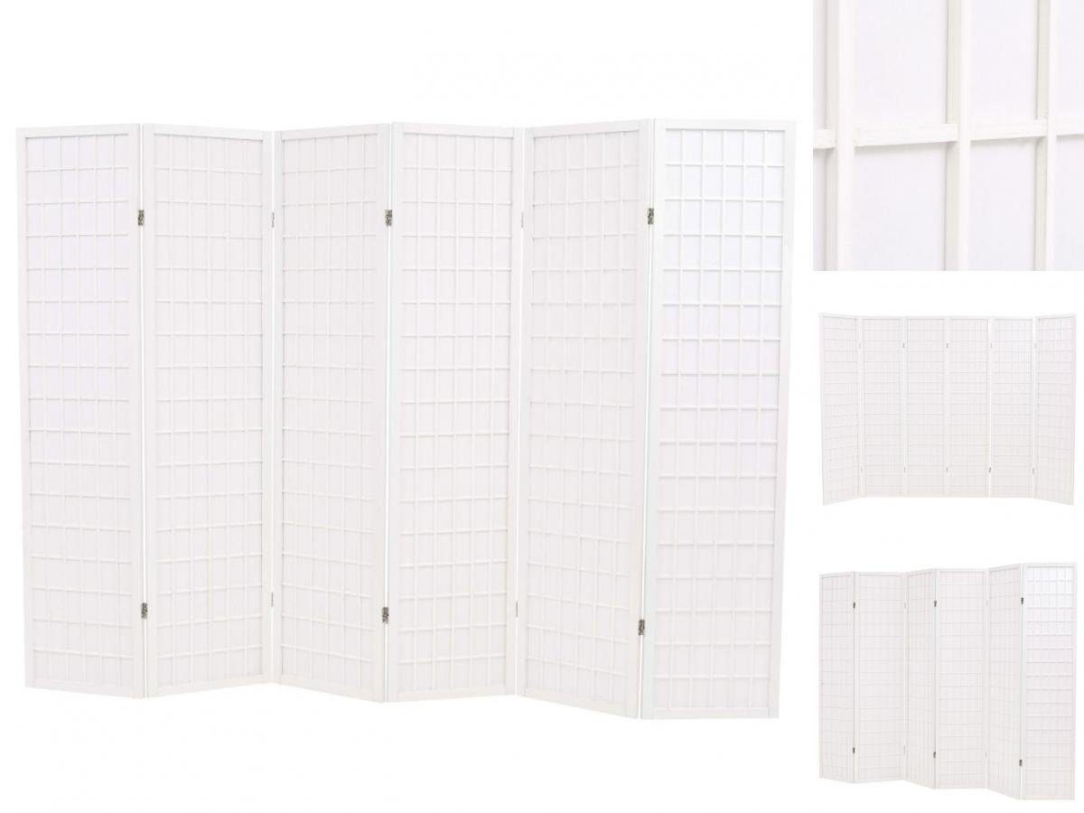 vidaXL Raumteiler 6-tlg Raumteiler Japanischer Stil Klappbar 240 x 170 cm Weiß | Raumteiler-Regale