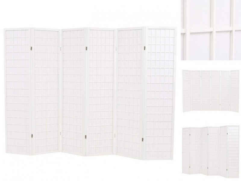 vidaXL Raumteiler 6-tlg Raumteiler Japanischer Stil Klappbar 240 x 170 cm Weiß