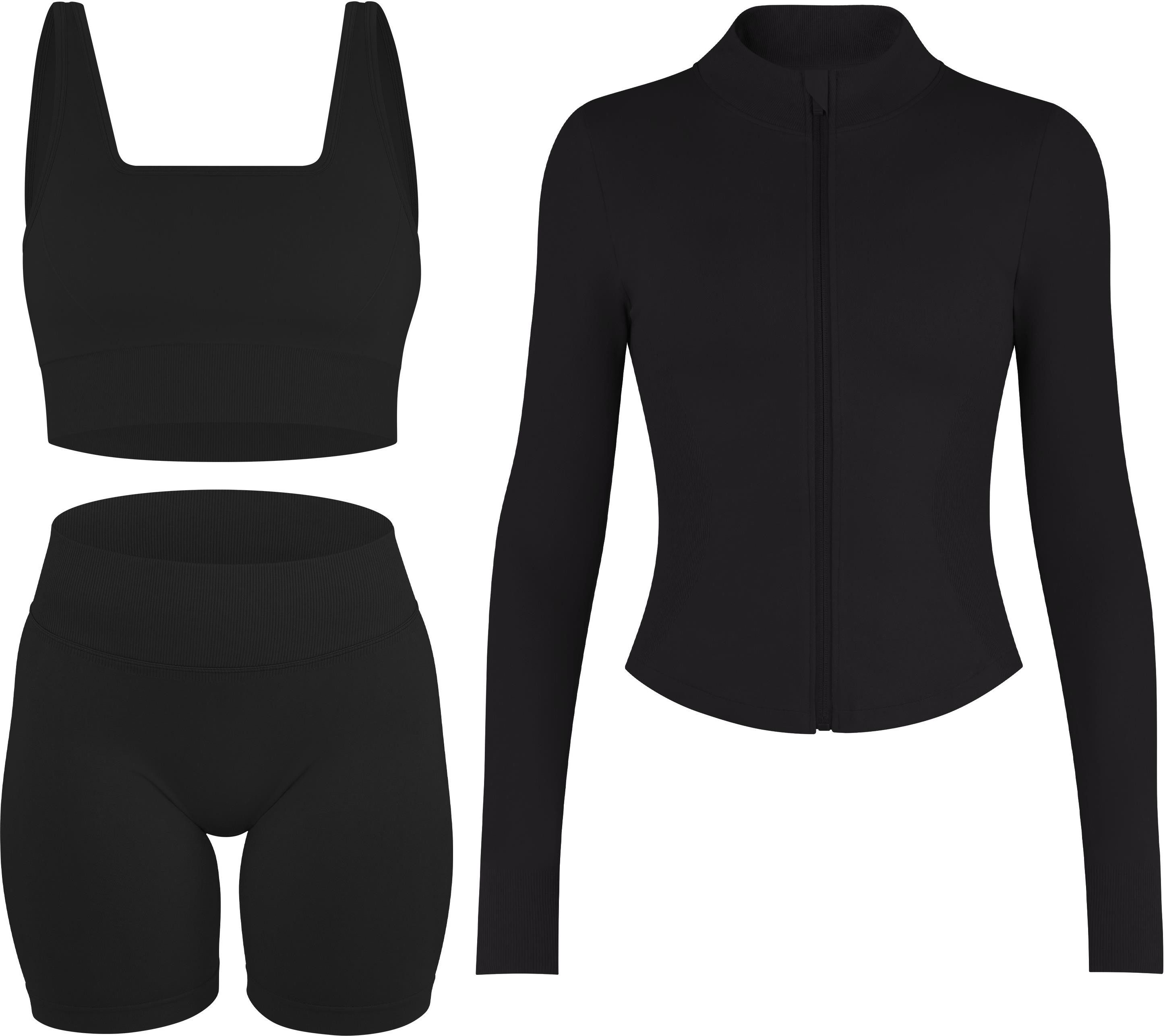Circle Five Sportanzug, Sportjacke, Sport-BH mit Cups und blickdichte Shorts im Set.