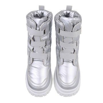 Ital-Design Damen Snowboots Freizeit Snowboots Blockabsatz Plateaustiefeletten in Silber