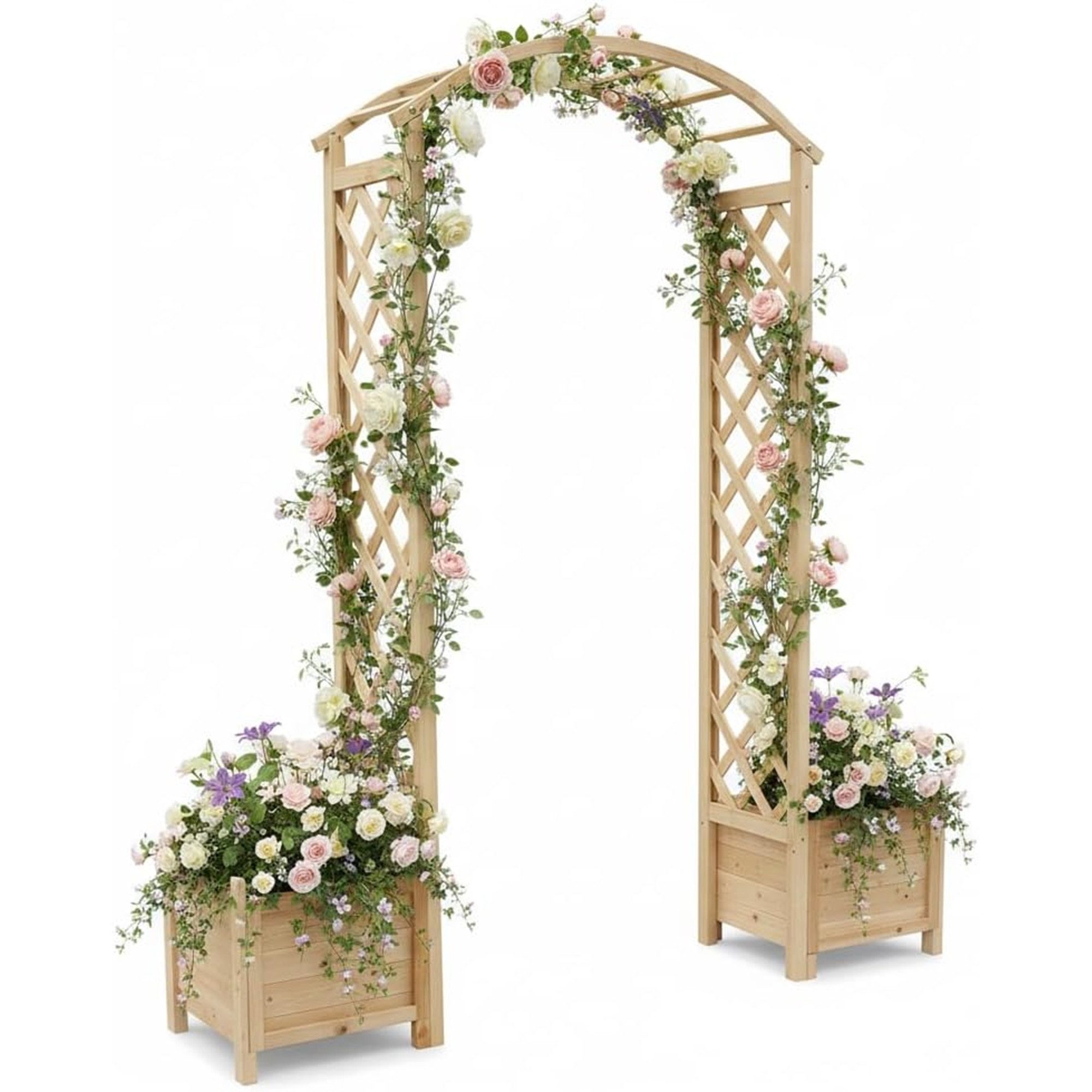 Mucola Rosenbogen Rosenbogen Rankhilfe Blumenkübel Torbogen Spalier Rankgitter Pergola Stück, Mit 2 Pflanzkästen