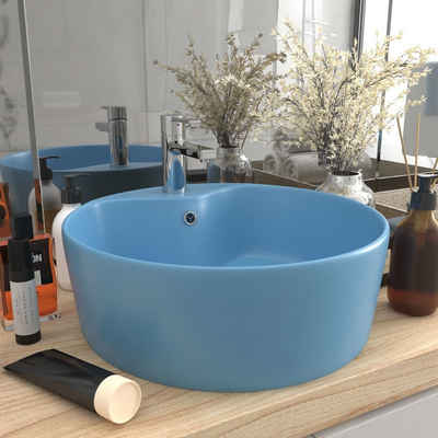 vidaXL Waschbecken Luxus-Waschbecken mit Überlauf Matt Hellblau 36x13 cm Keramik