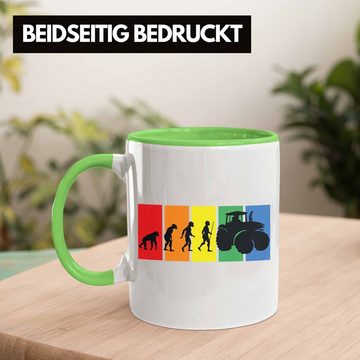 Trendation Tasse Lustige Traktor Tasse Geschenk für Bauer Landwirt Evolution Grafik