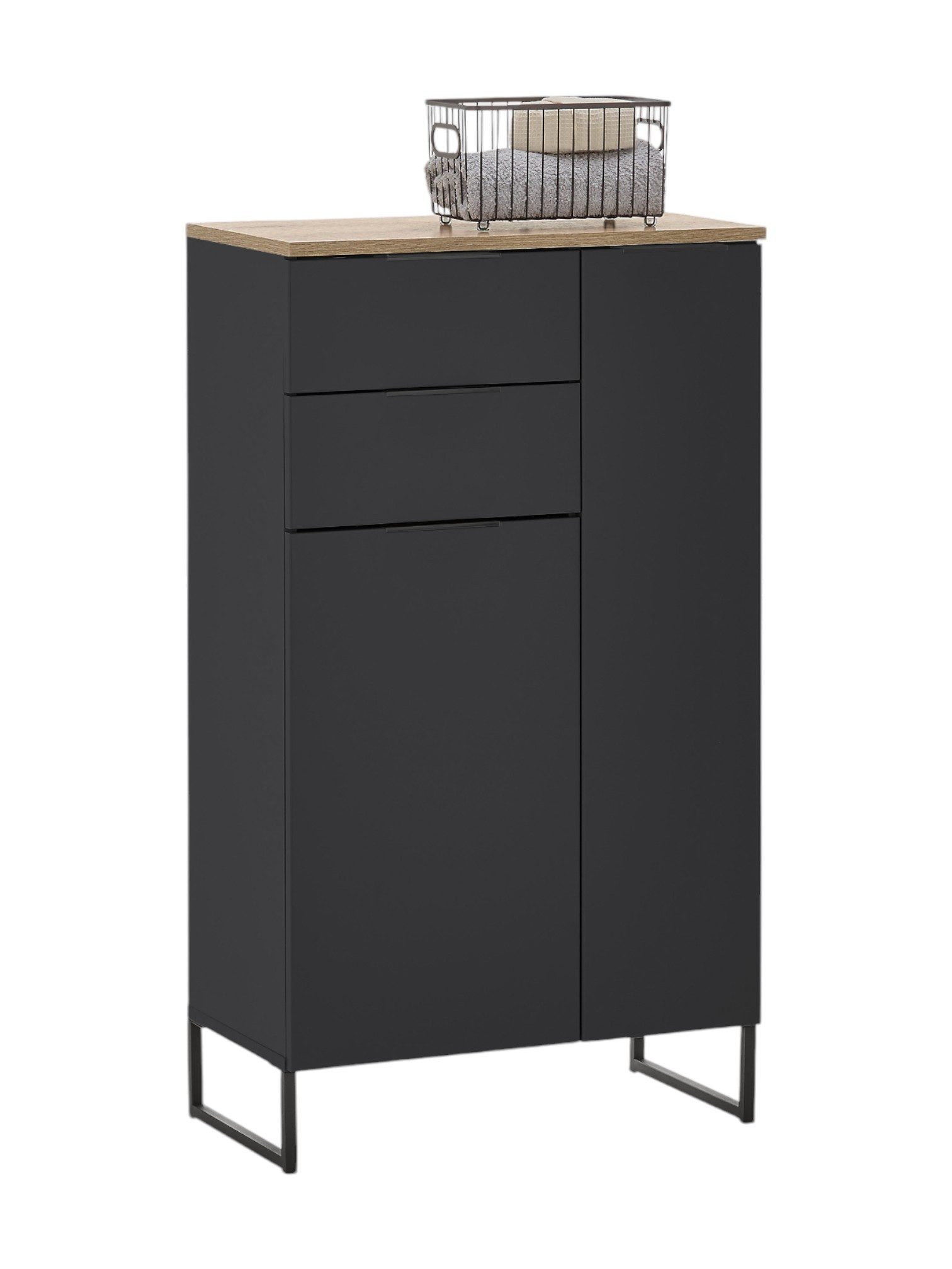 moebel-dich-auf Kommode ASPEN (Highboard, Badschrank mit 2 Schubkästen, in Schwarz matt, Weiß matt), Breite 60 cm