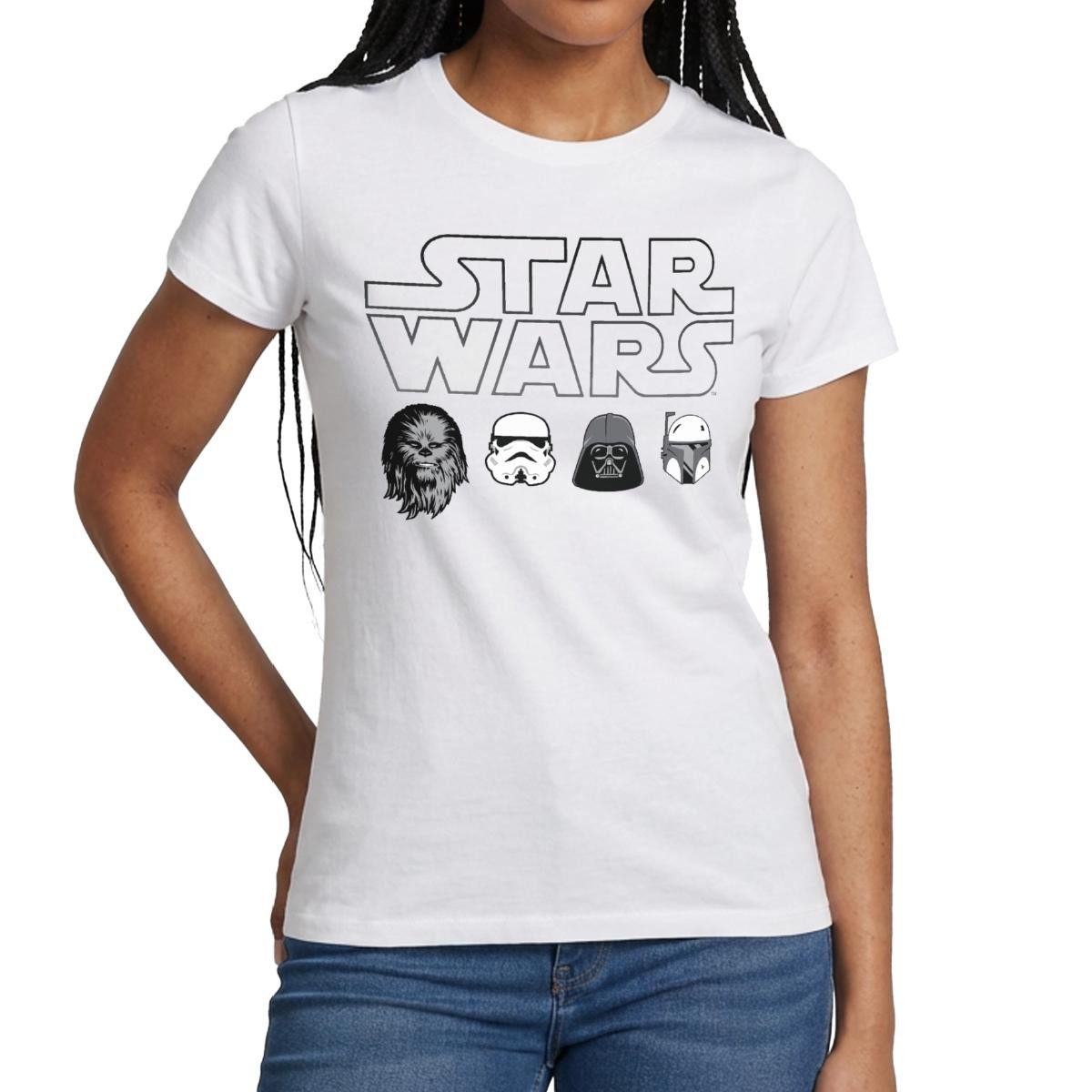 T-Shirt Star Wars Chewbacca Stormtrooper Darth Vader Icons Frauen T-Shirt