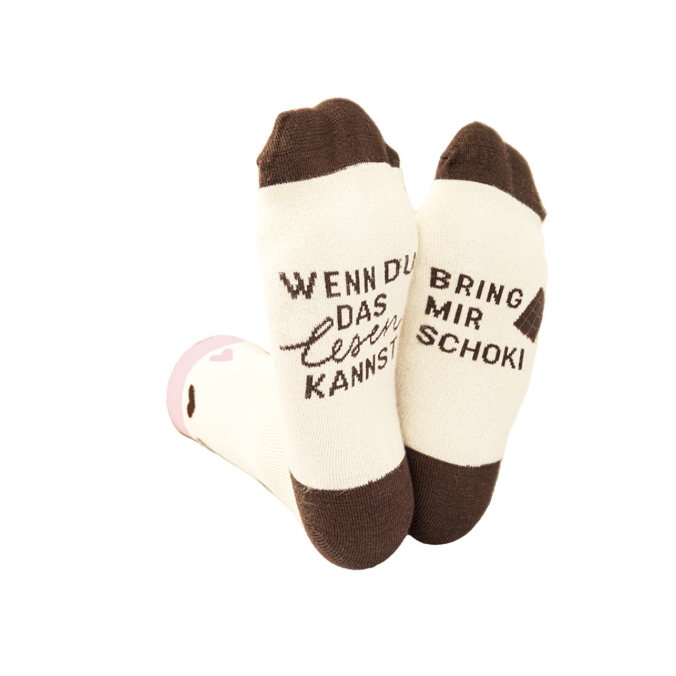 Grafik Werkstatt Socken Coole Socke mit Spruch Bring mir Schoki - Grösse 36 günstig online kaufen