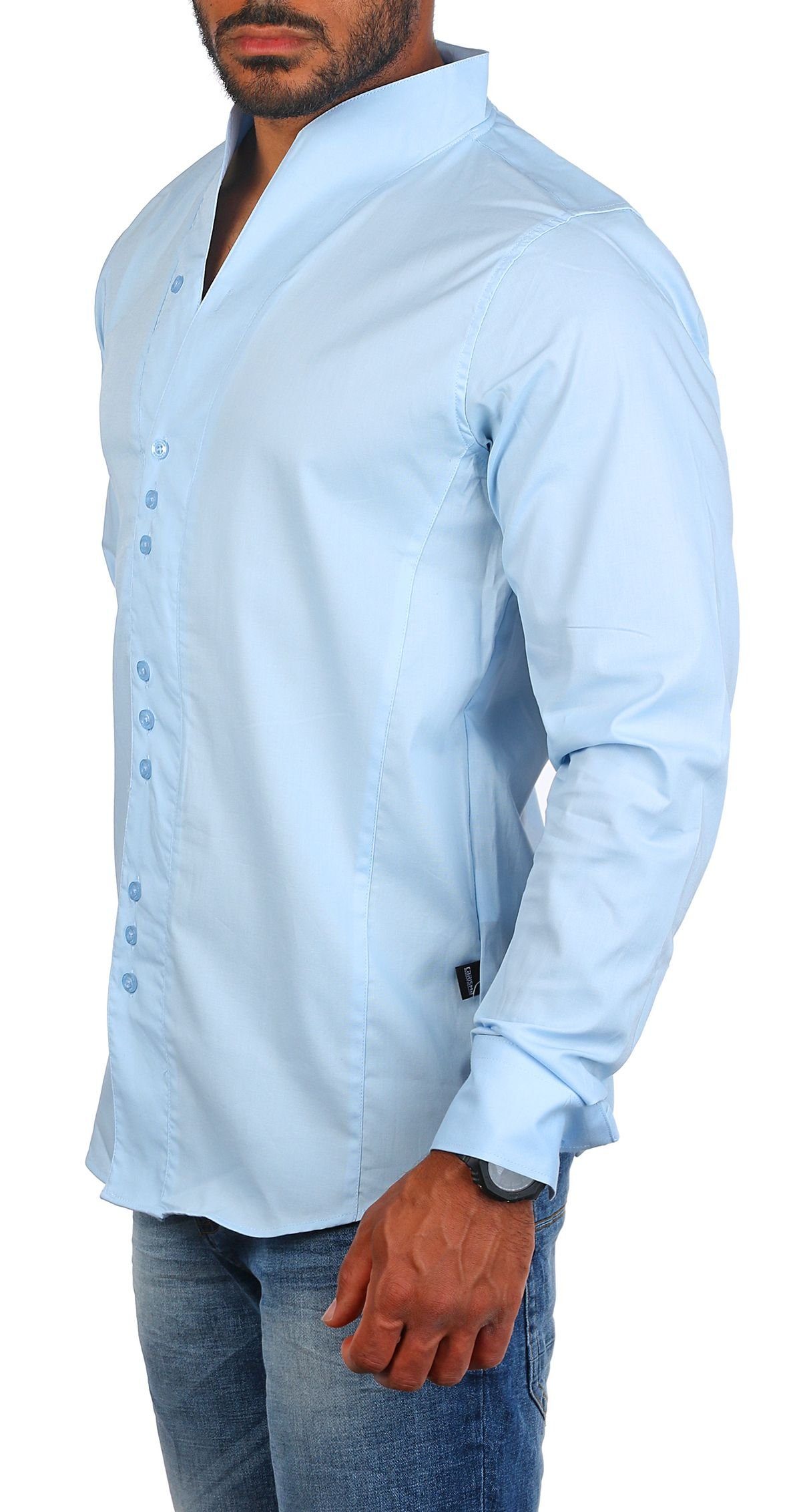 CARISMA Langarmhemd Herren langarm Stehkragen Hemd H-902-regular fit Regula günstig online kaufen
