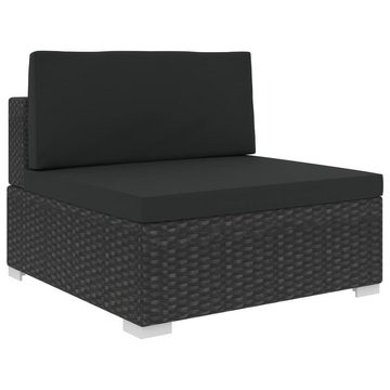 vidaXL Gartenlounge-Set 6-tlg. Garten-Lounge-Set mit Auflagen Poly Rattan Schwarz, (6-tlg)