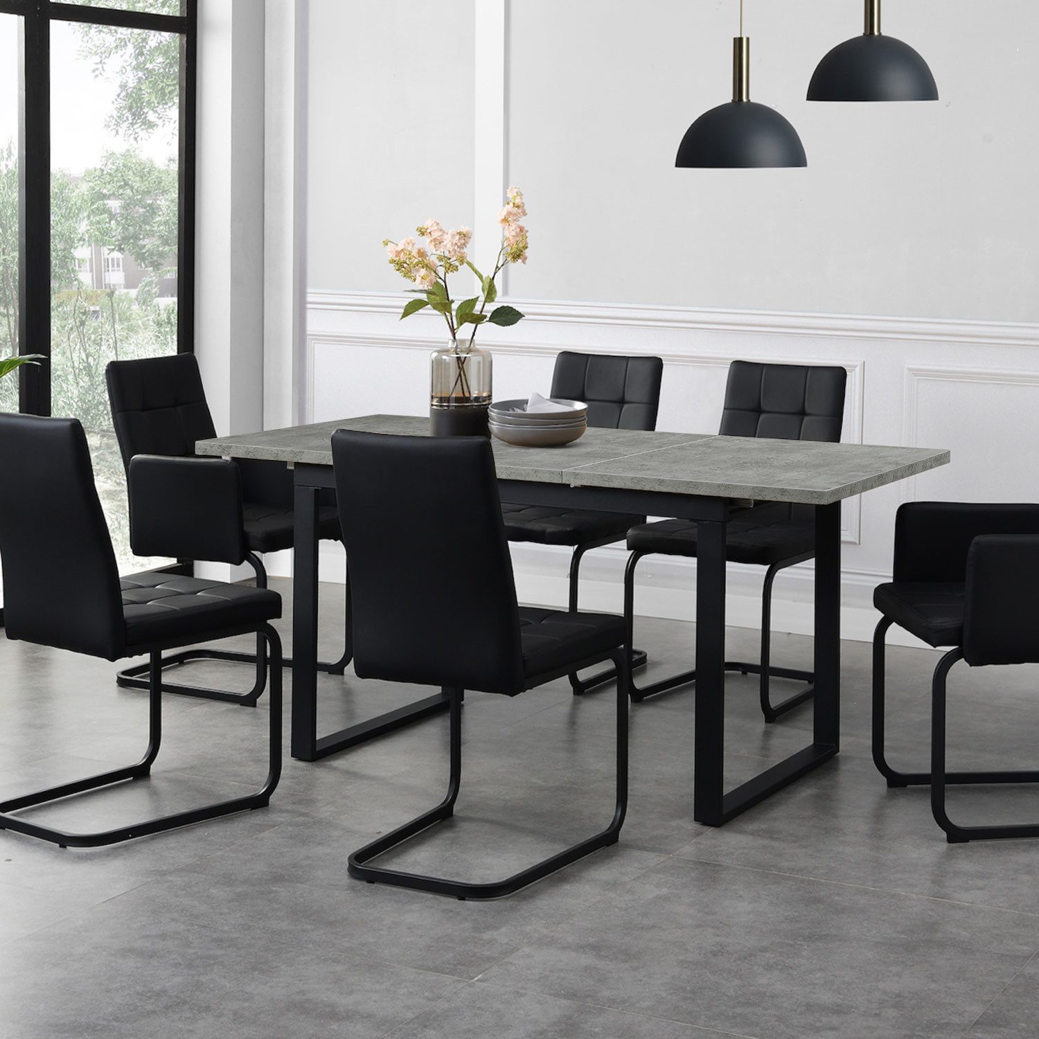 B&D home Esstisch LARS, Metallgestell schwarz oder weiß, ausziehbar 120-160 günstig online kaufen