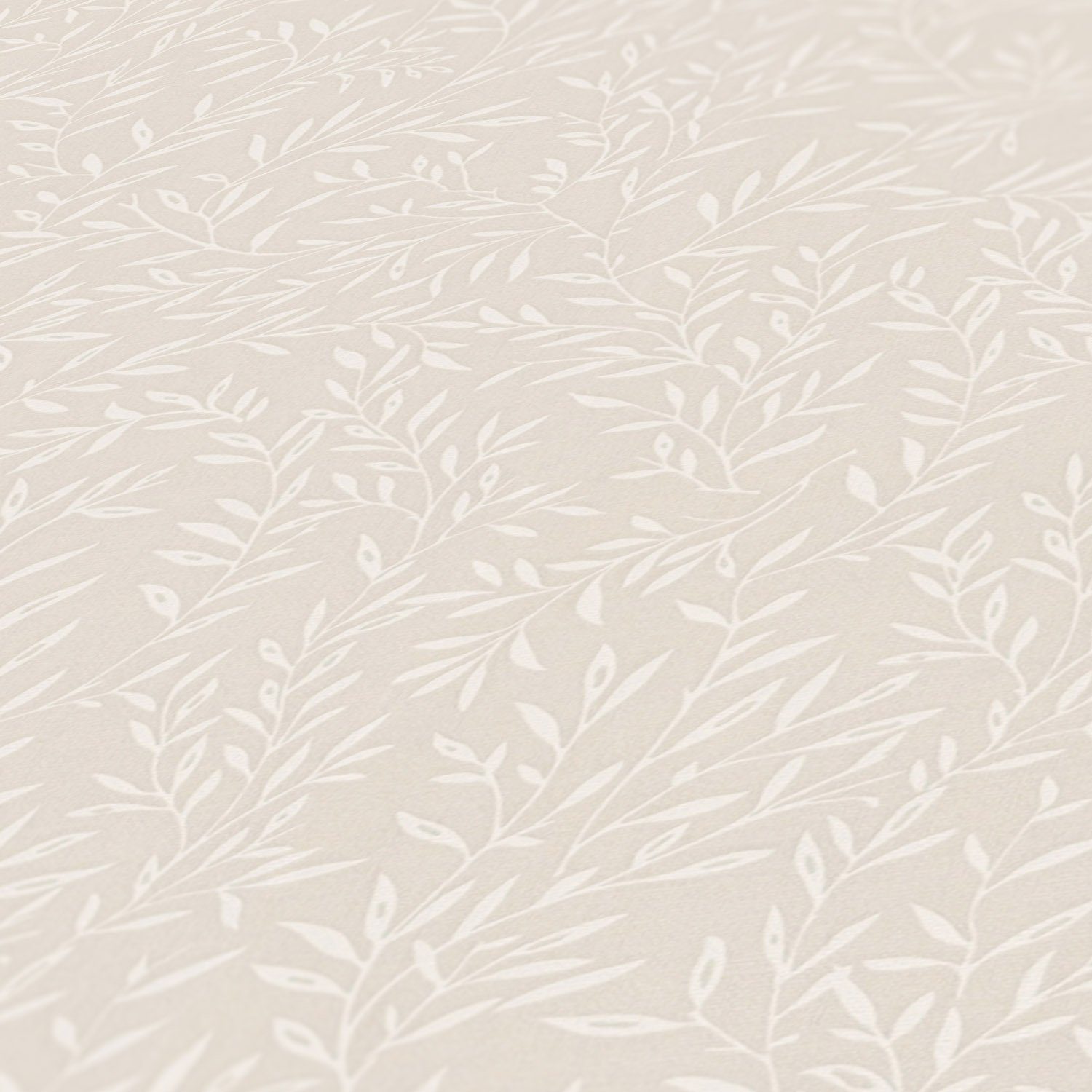 A.S. Création Vliestapete Landhaustapete Floral, leicht strukturiert, matt, gemustert, neutral, (1 St), Natur-Tapete mit Blätterranke Tapeten Wohnzimmer Schlafzimmer Küche
