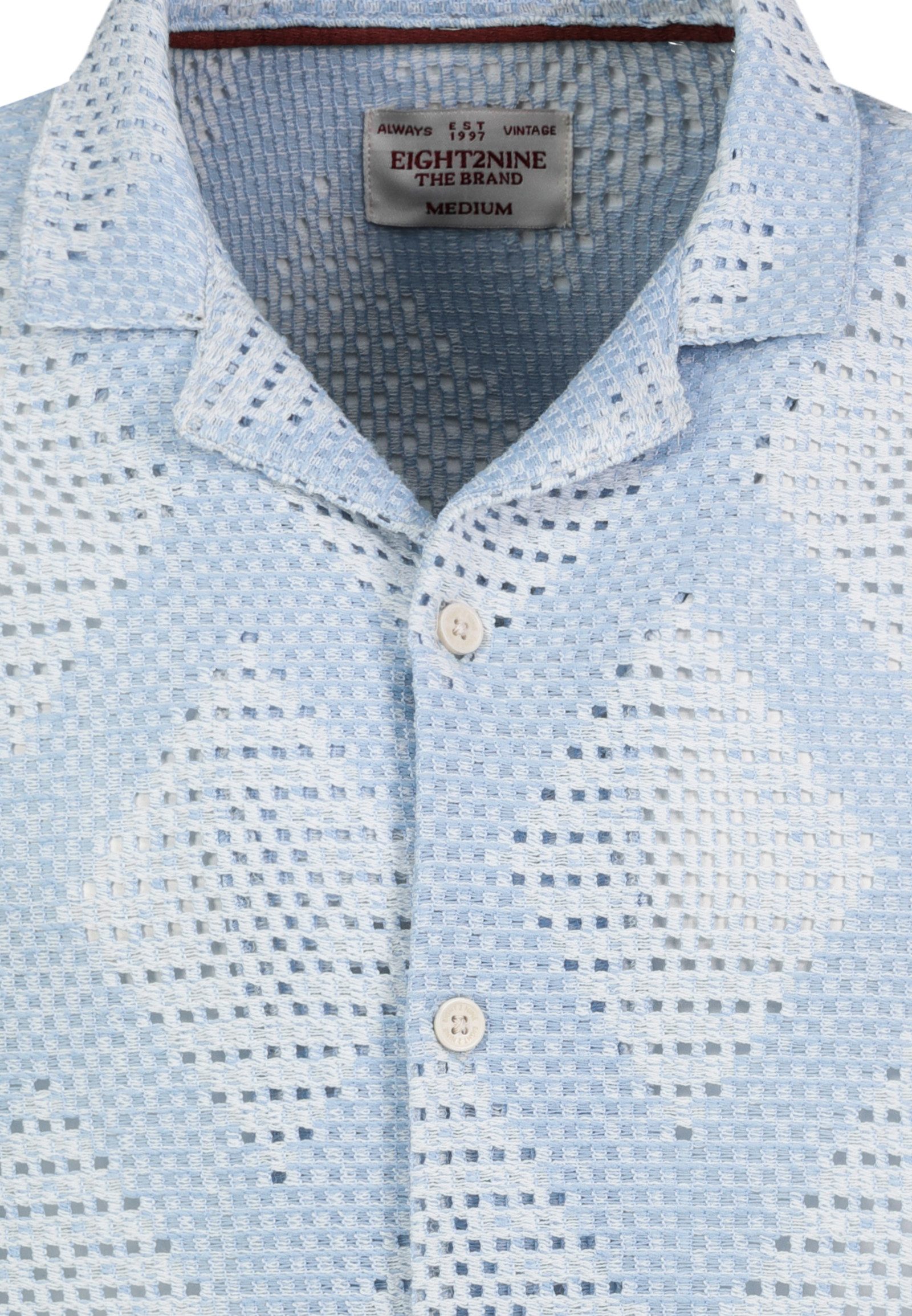 Eight2Nine Kurzarmhemd Herren Kurzes Jacquard Hemd Retro Hemd, Rautenmuster – Bild 3 von 3