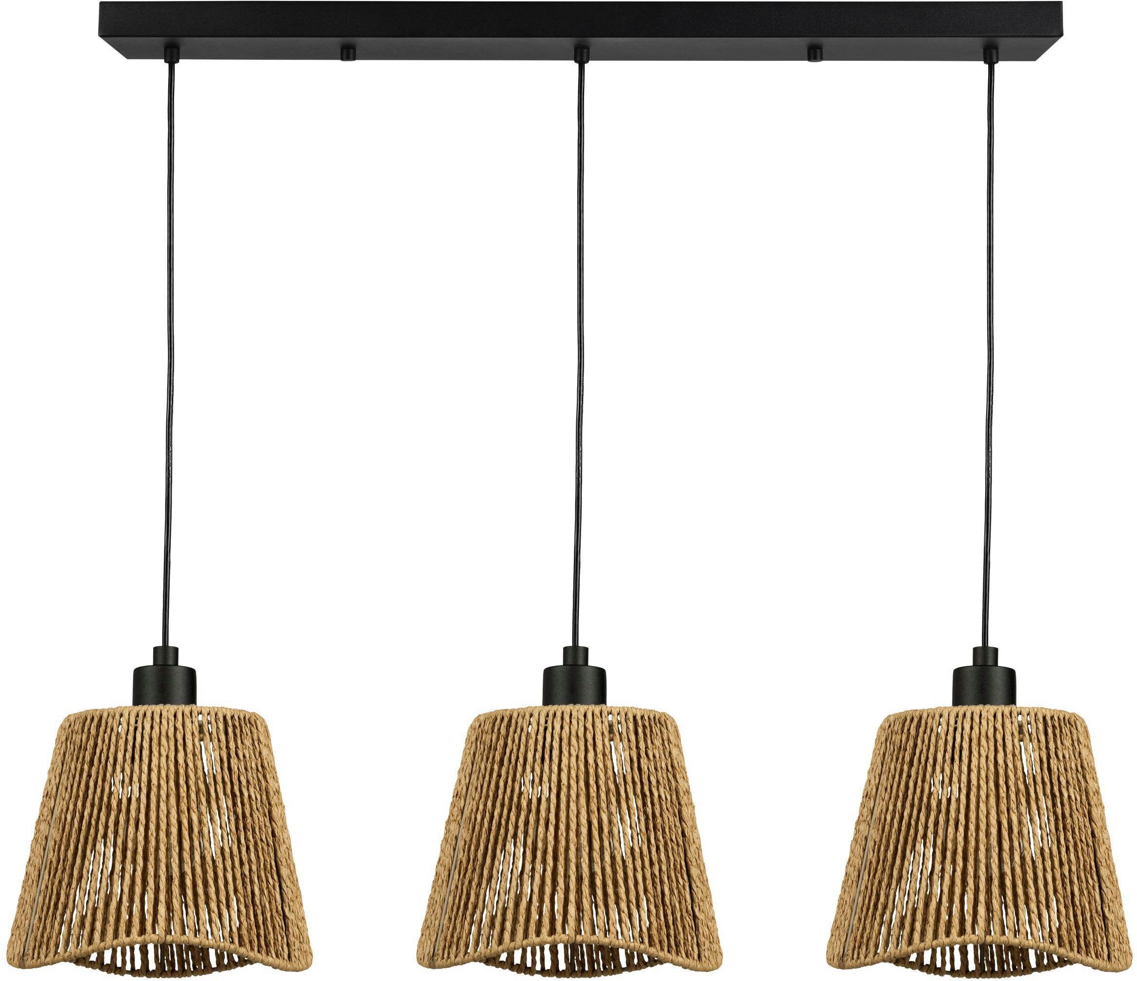 EGLO Hängeleuchte Lavister Hängelampe, Pendellampe, Japan-Stil, Metall und Papier, E27, ohne Leuchtmittel, Hängeleuchte - L91 x B21 x H110 cm - schwarz - 3X60W exkl.
