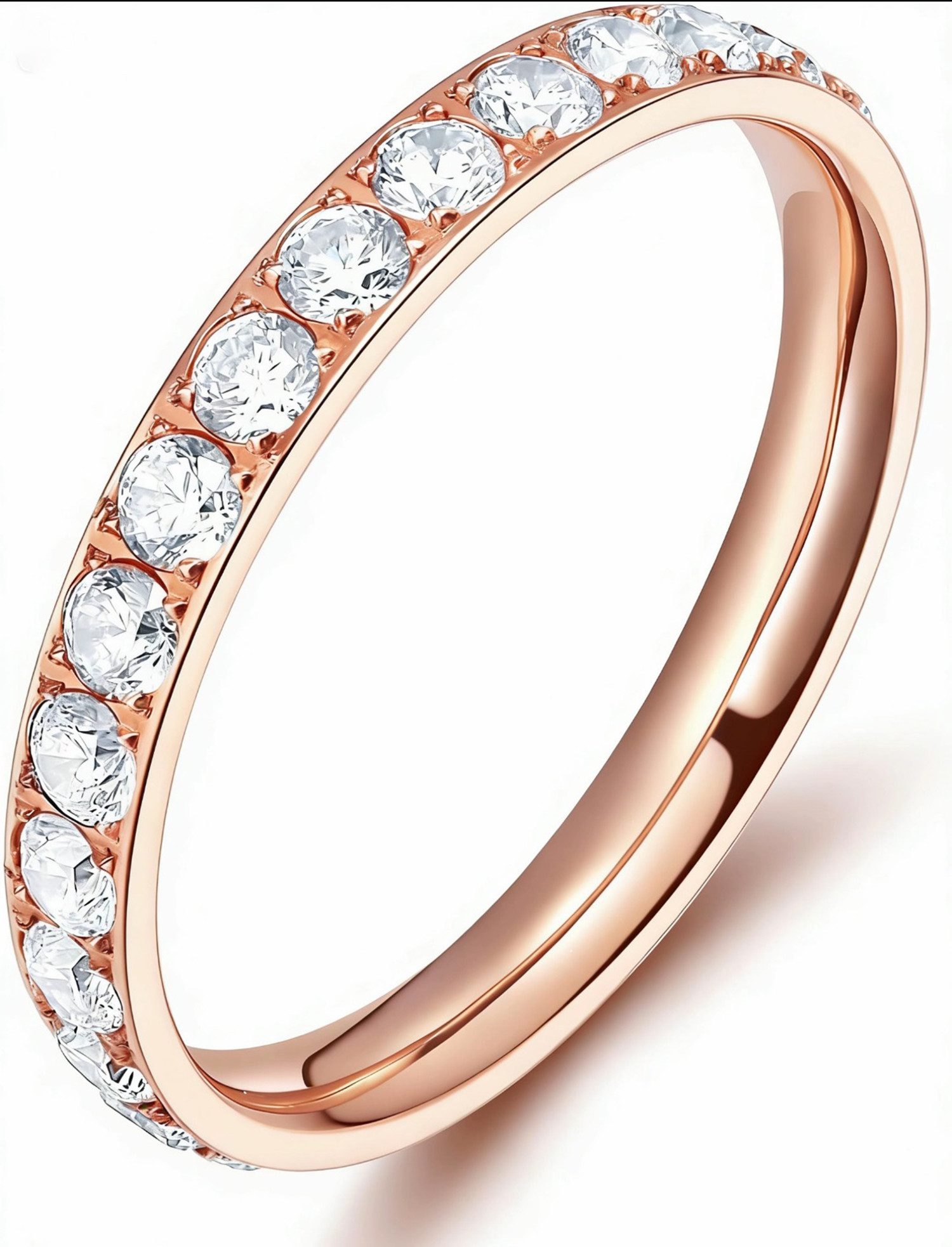 Jumpeak Diamantring 14 Karat Diamantring Stapelbarer Bandring, Ein Damengeschenk, umrandet mit echten Diamanten