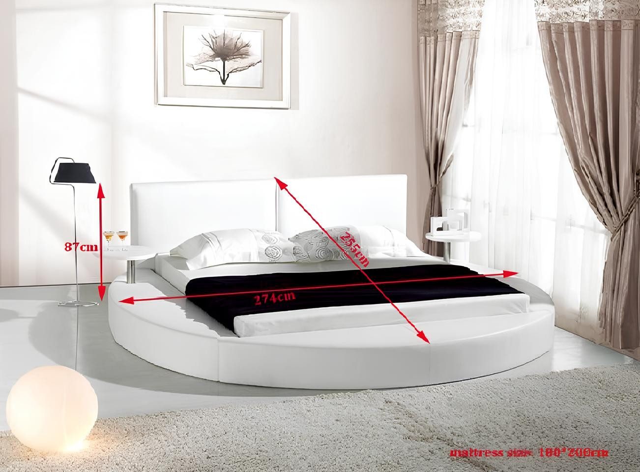 Xlmoebel Rundbett Luxus Rundbett aus hochwertigem Leder im eleganten Design (Bett, Bett), Hergestellt in Europa