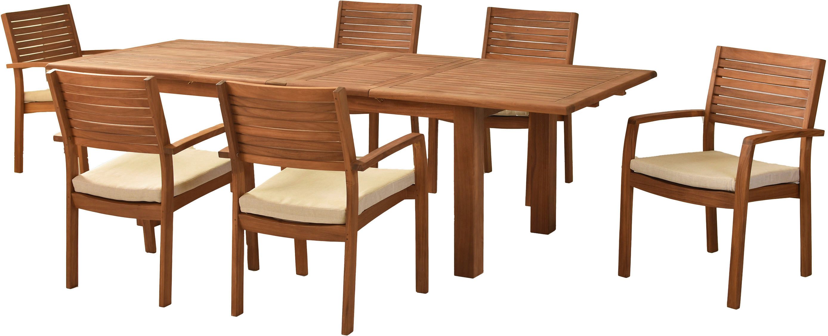 MERXX Garten-Essgruppe »Batavia«, (Set, 13-tlg., Tisch doppelt ausziehbar: 100x 180/220/260x 75 cm), moderne Landhausoptik in warmen Holznuancen
