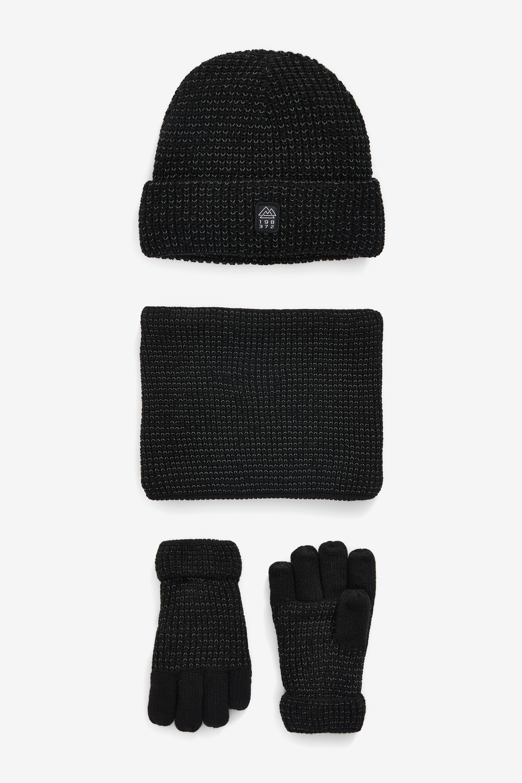 Next Beanie Reflektierende Mütze, Schlauchschal und Handschuhe (1-St)