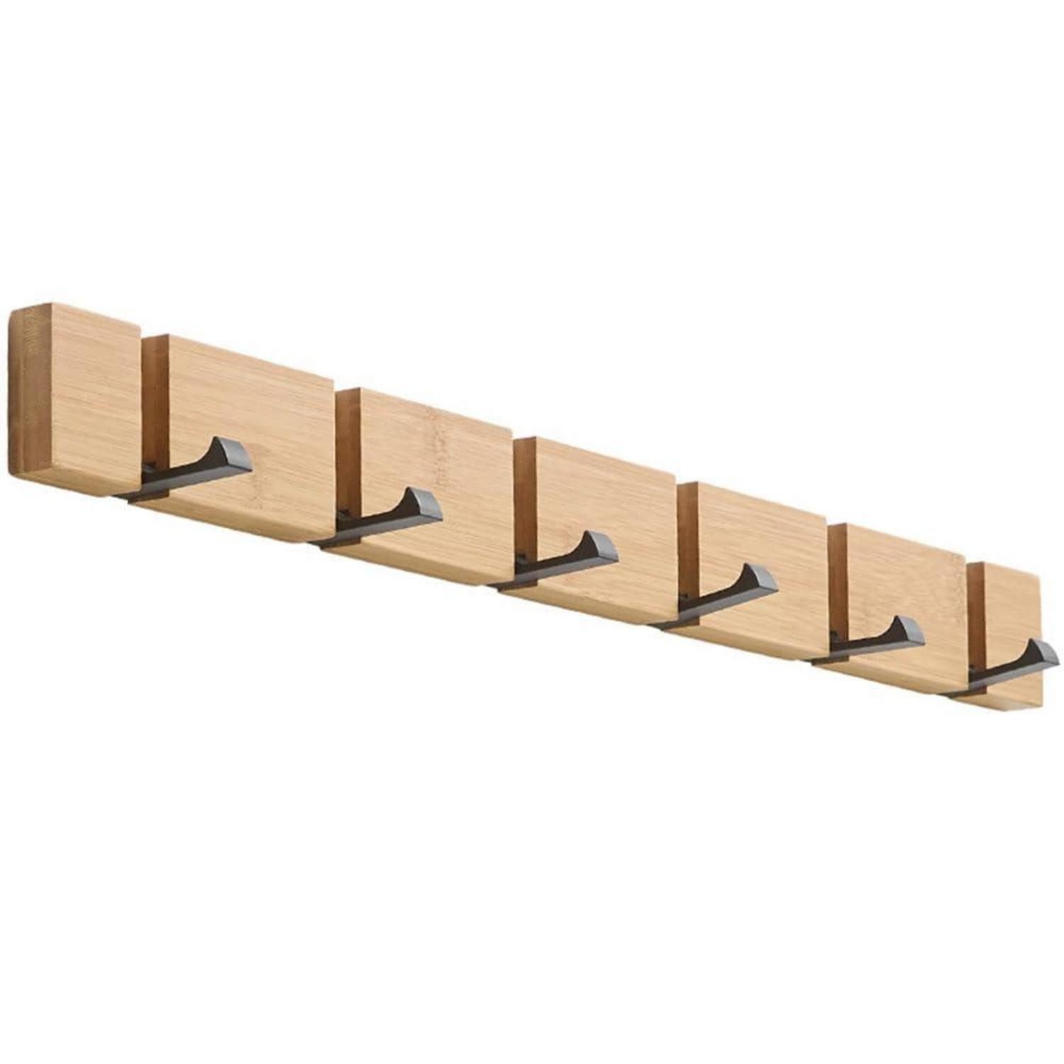 LuxusKollektion Klapphaken Garderobenhaken Bambus 6 Klapphaken Selbstklebend, (1-St)