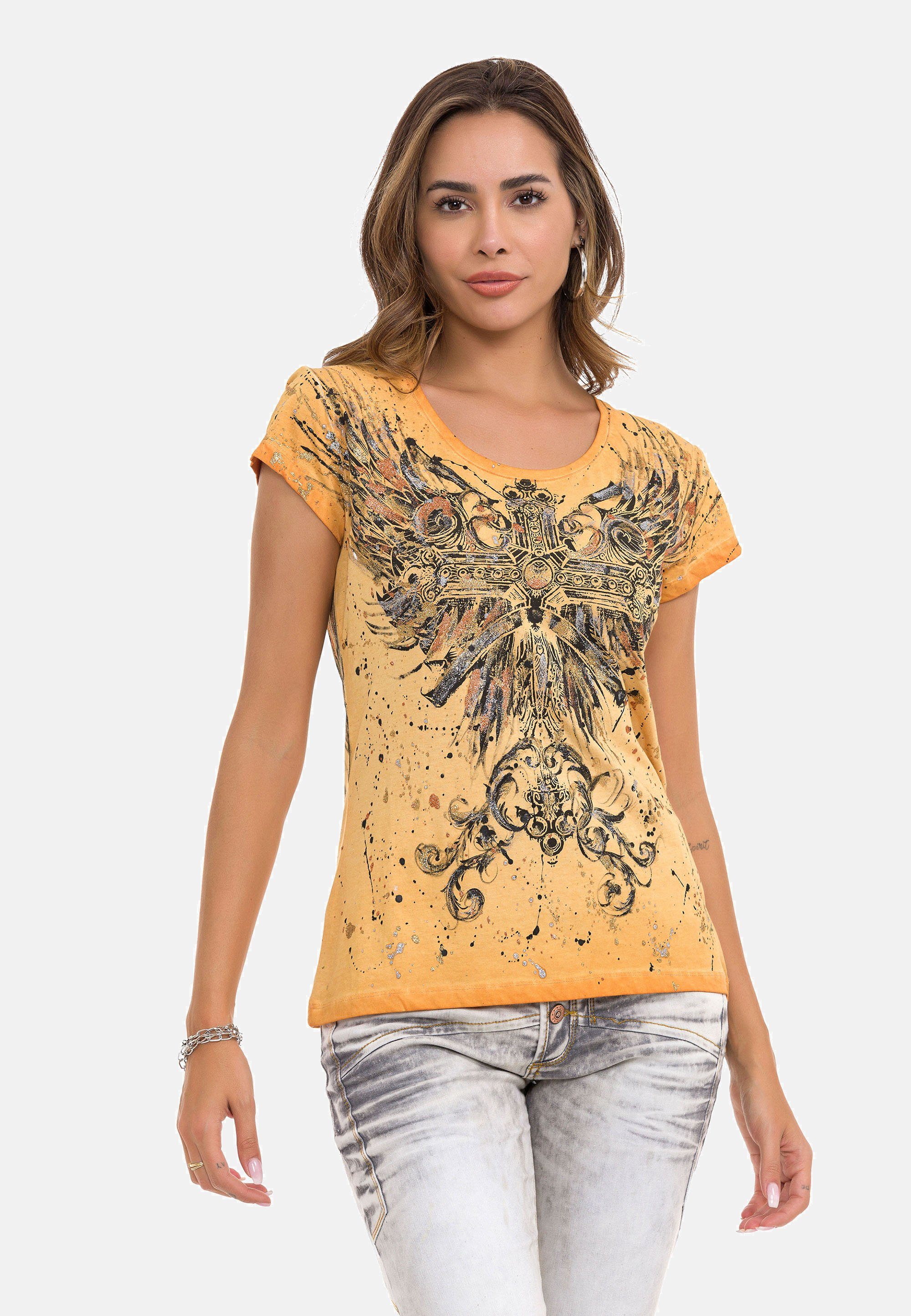 T-Shirt Print großflächiger mit Cipo gelb & Baxx