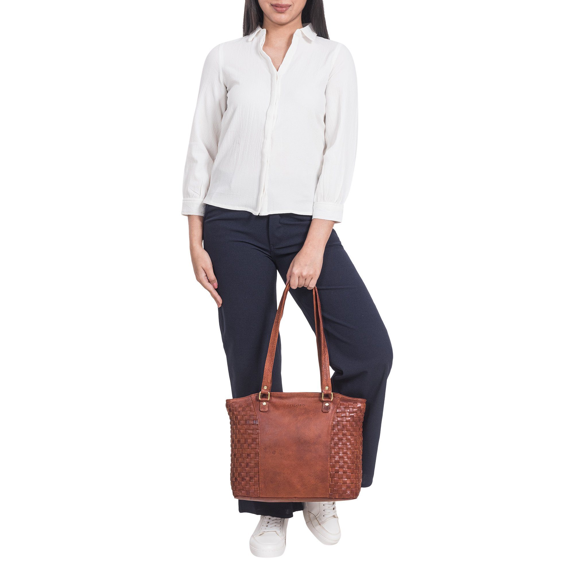 STILORD Handtasche "Cora" Handtasche Damen im Boho-Look Leder geflochten