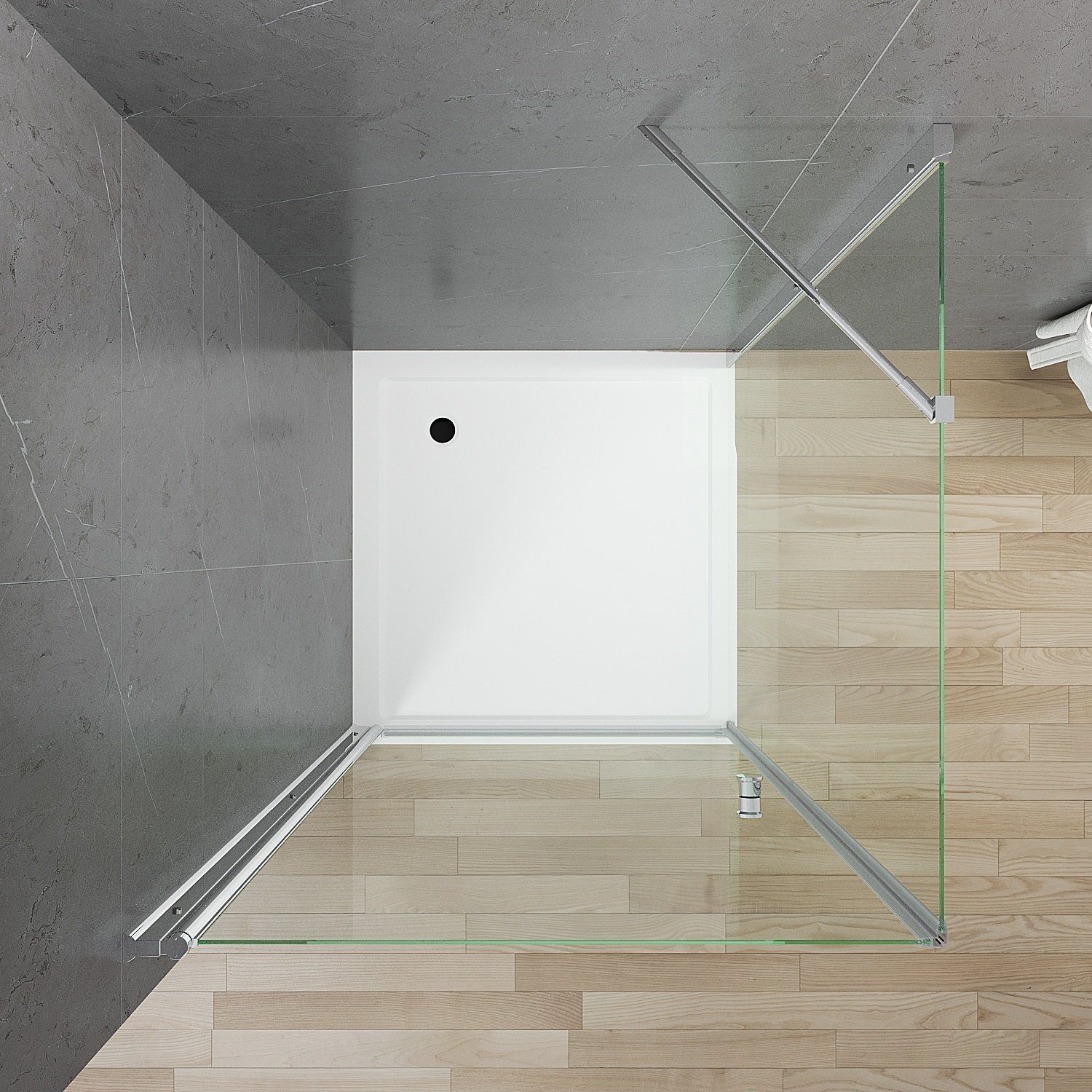 AQUABATOS Eckdusche Duschkabine Eckeinstieg Eckdusche Duschtür Drehtür Pendeltür, BxT: 85x80 cm, 5 mm ESG Sicherheitsglas, Schwingtür Duschwand Duschabtrennung Dusche 70x70 70x75 70x80 70x90 75x70 75x75 75x80 75x90 80x70 80x75 80x80 80x90 90x70 90x75 90x80 90x90 100x70 100x75 100x80 100x90 cm Höhe 187 cm, variabler Verstellbereich, Hebe/Senkmechanismus, Echtglas, rahmenlos, mit Festteil und Duschablage, barrierefrei