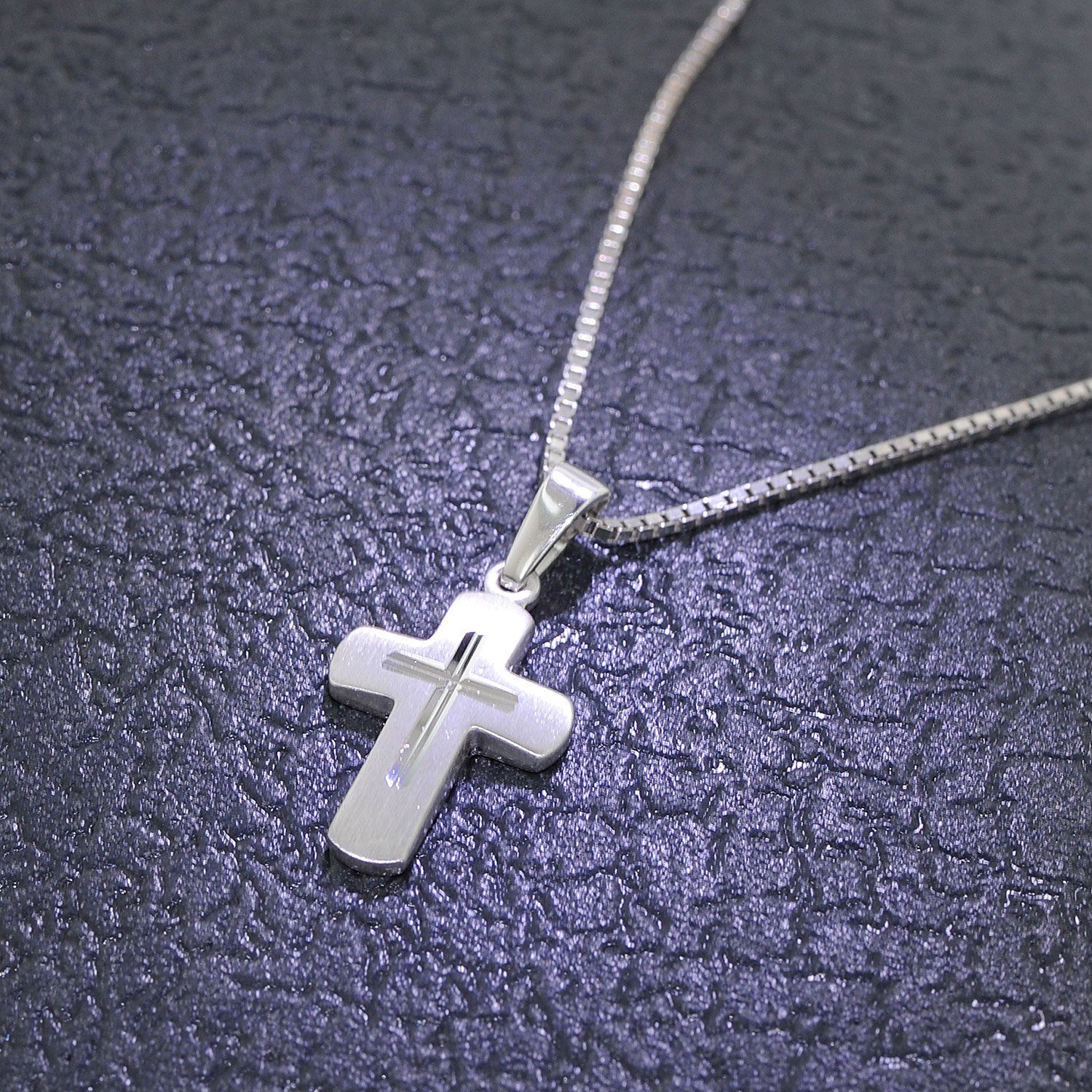 trendor Kreuzkette 48887, Kinder-Anhänger Kreuz mit Kette 925 Silber