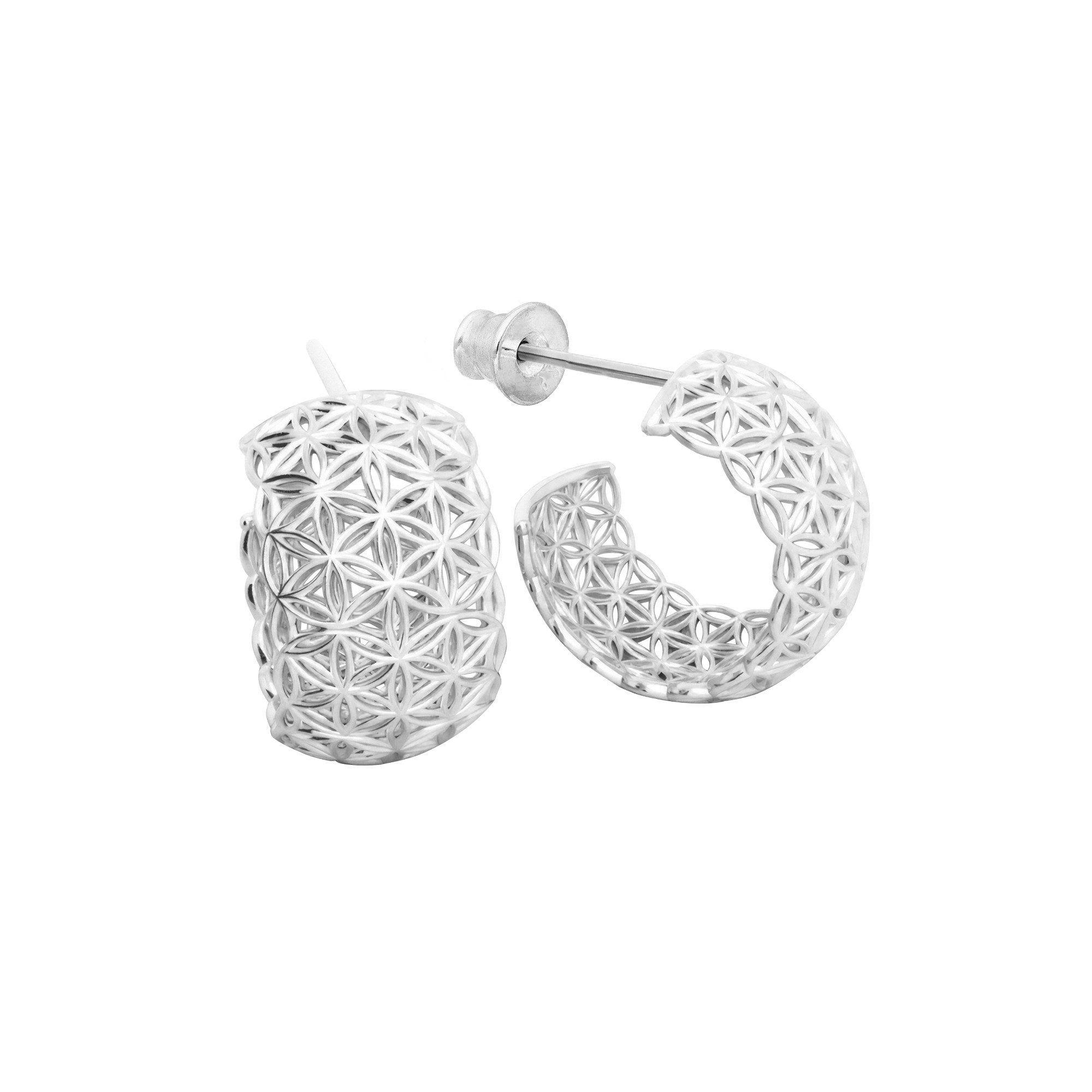 Paar Creolen BLUME DES LEBENS Ohrringe 925 Silber
