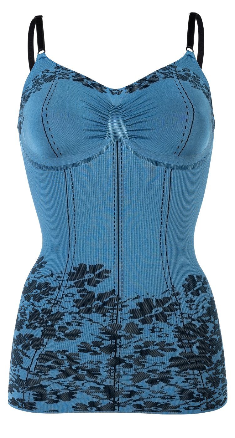 Belly Cloud Spaghettitop Shapetop mit Blumen & Nadelstreifendesign