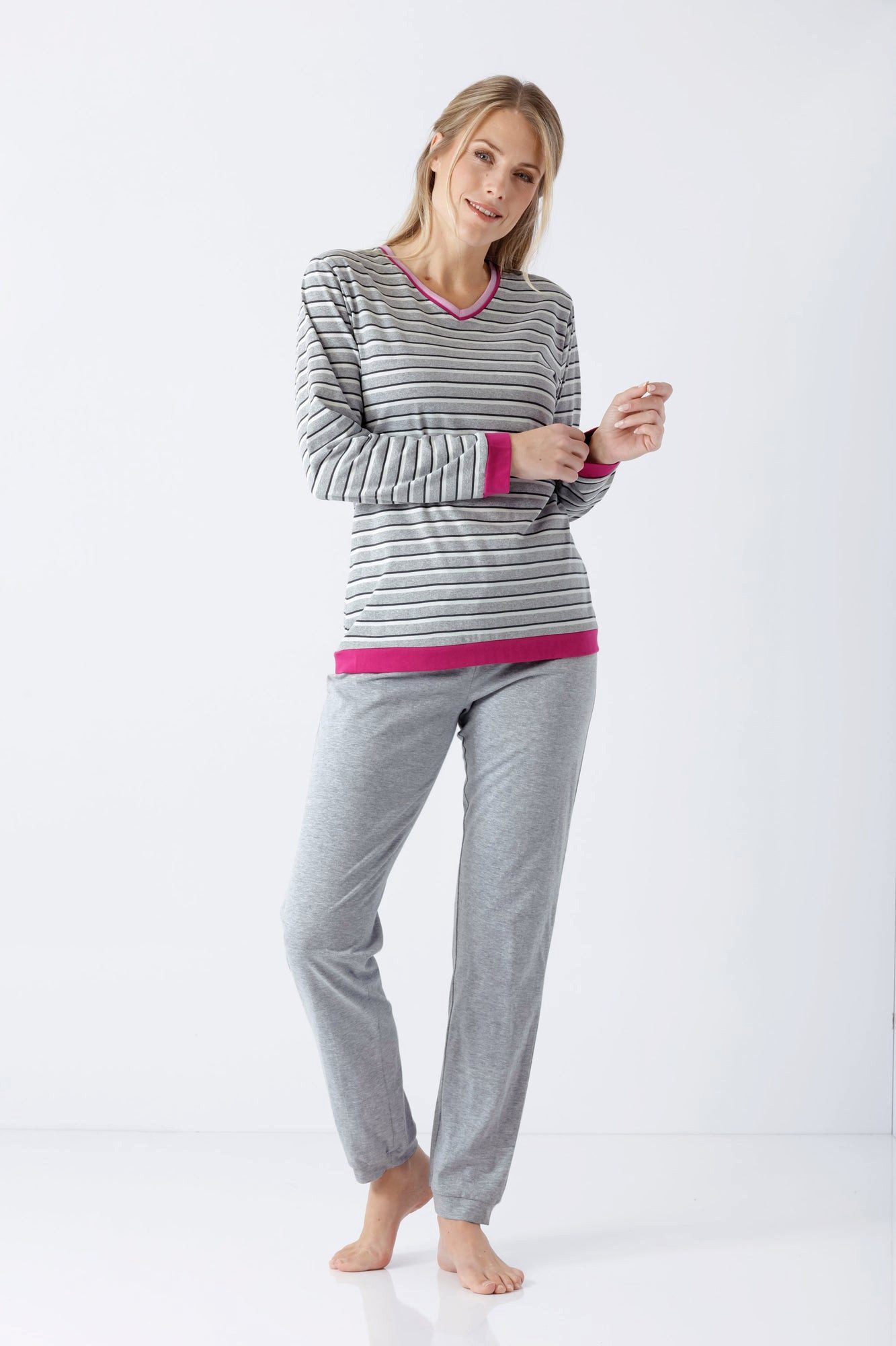 Hajo Schlafanzug Damen Schlafanzug mit Bündchen Klima-Light®