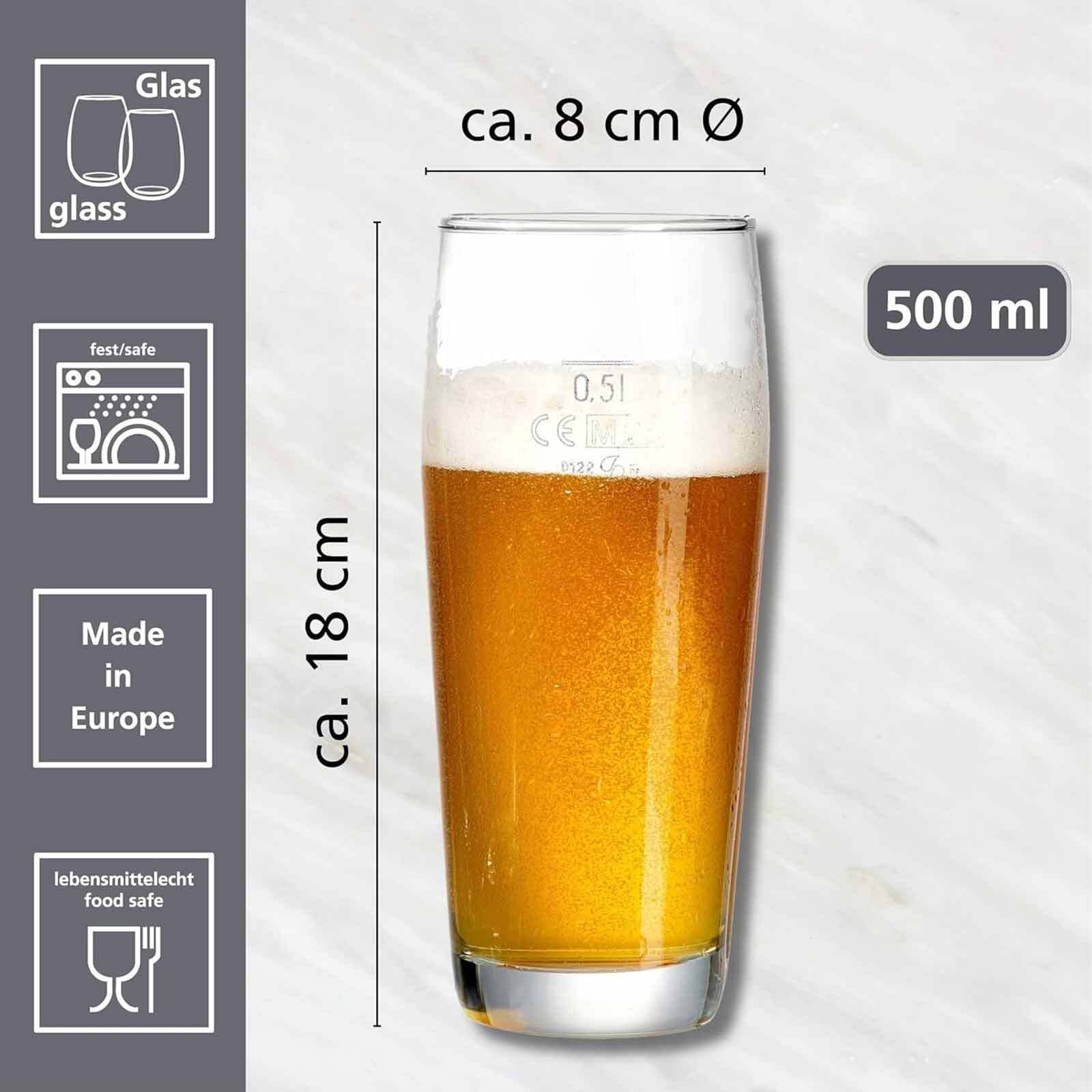 Ritzenhoff & Breker Bierglas Willi Biergläser 0,5 Liter 12er Set, 12-tlg., Glas
